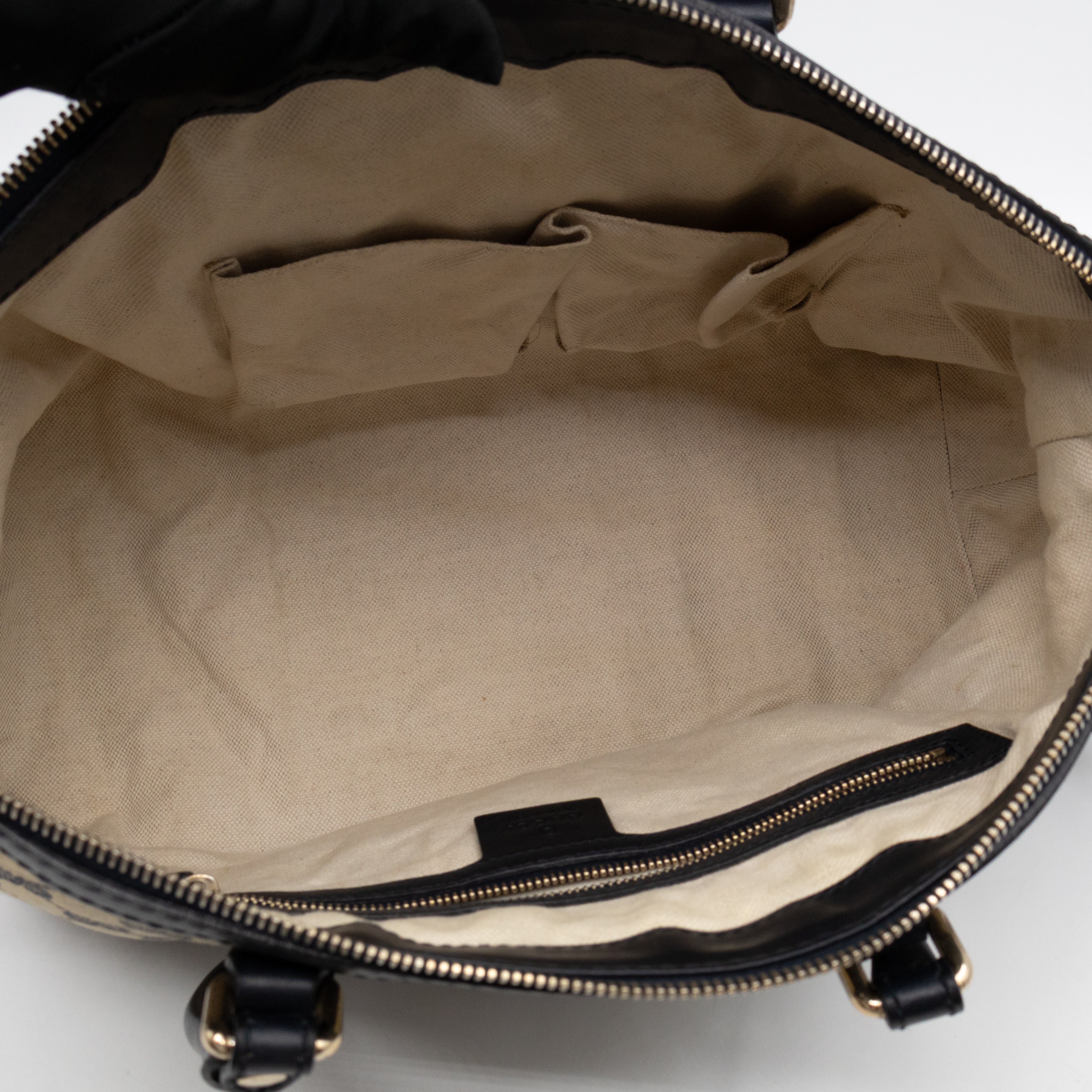 Web Tote Bag Medium GG Canvas Blue Leather