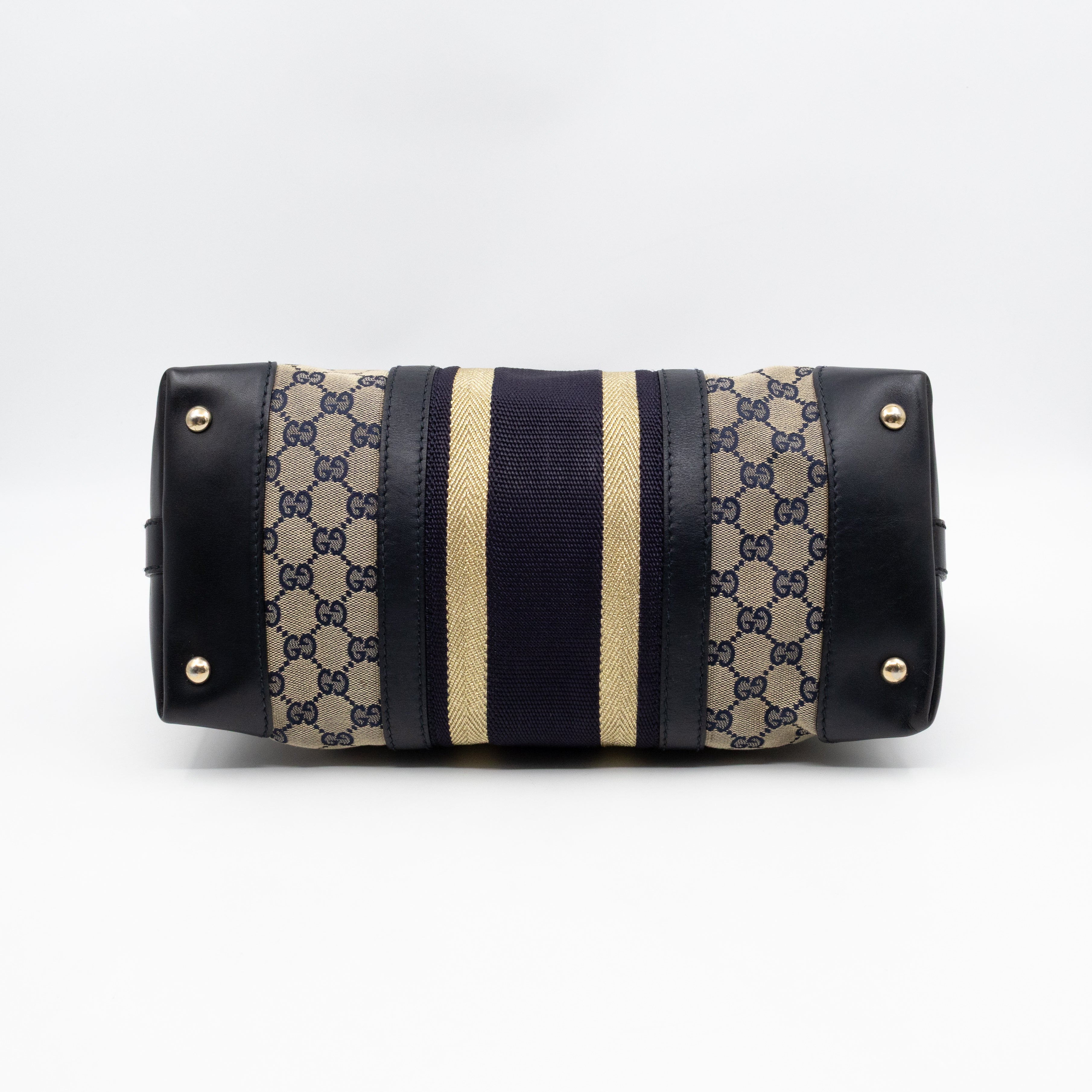 Web Tote Bag Medium GG Canvas Blue Leather