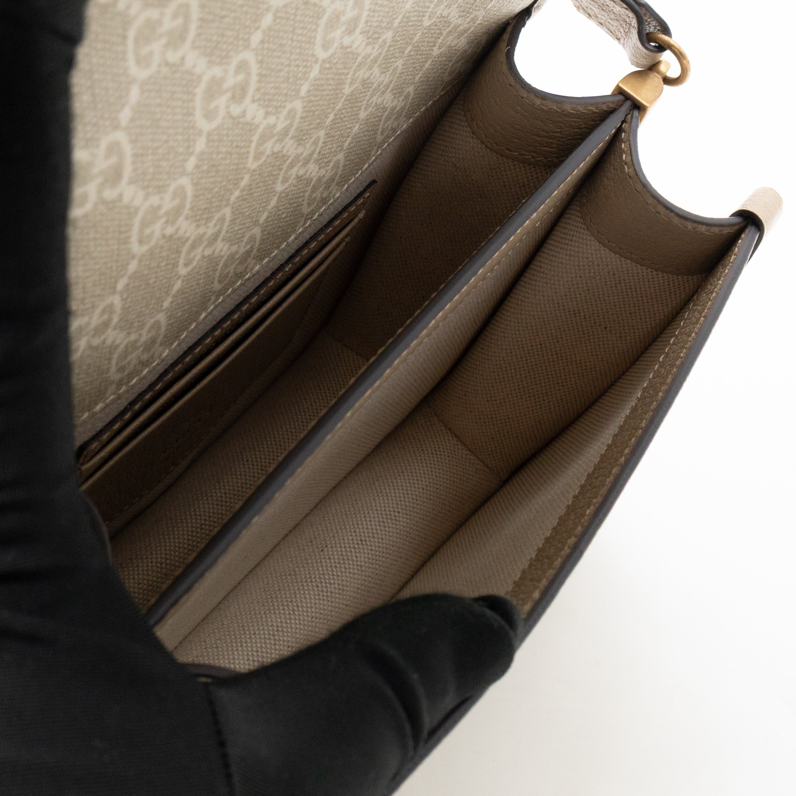 Mini Crossbody Bag Interlocking G Beige GG Supreme Canvas