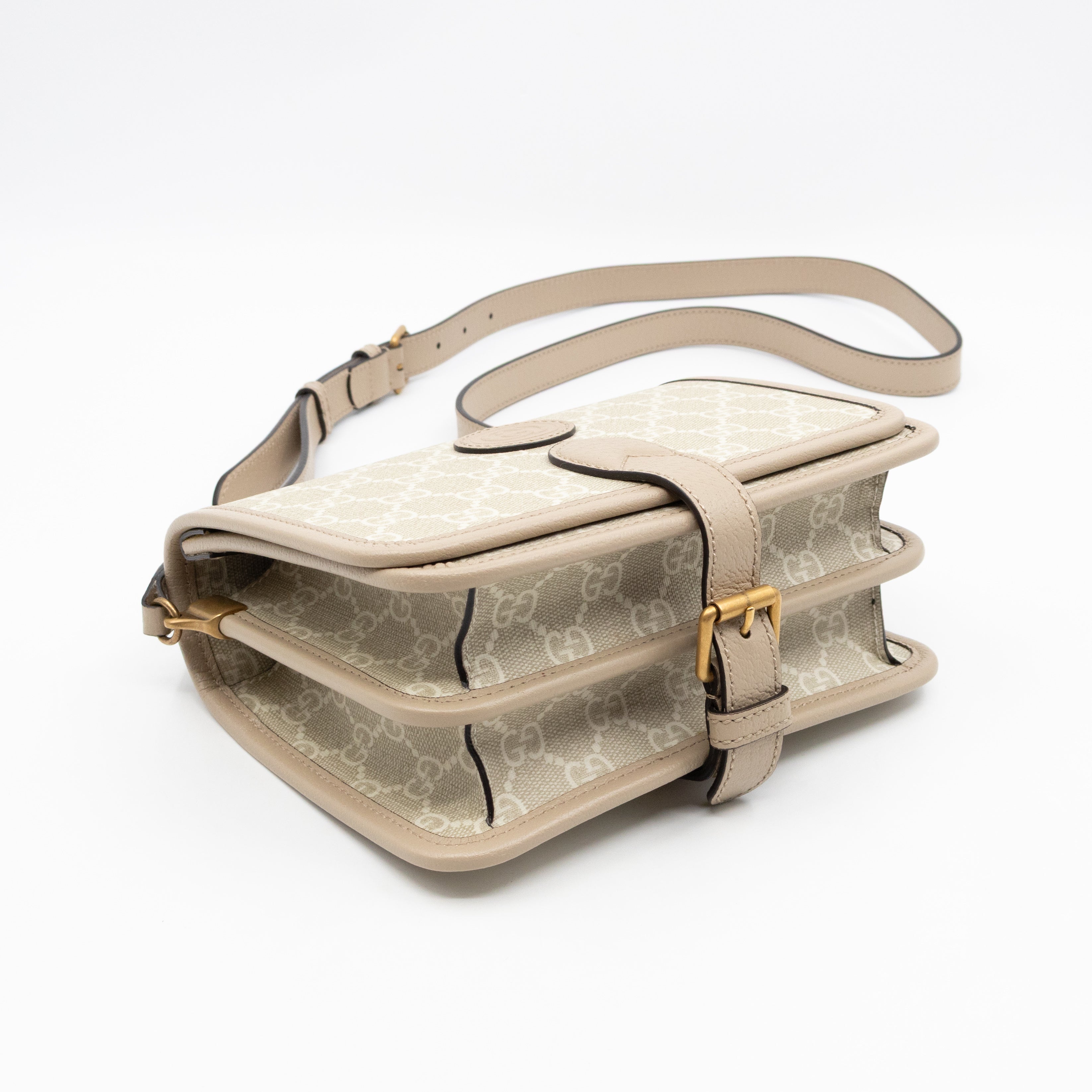 Mini Crossbody Bag Interlocking G Beige GG Supreme Canvas
