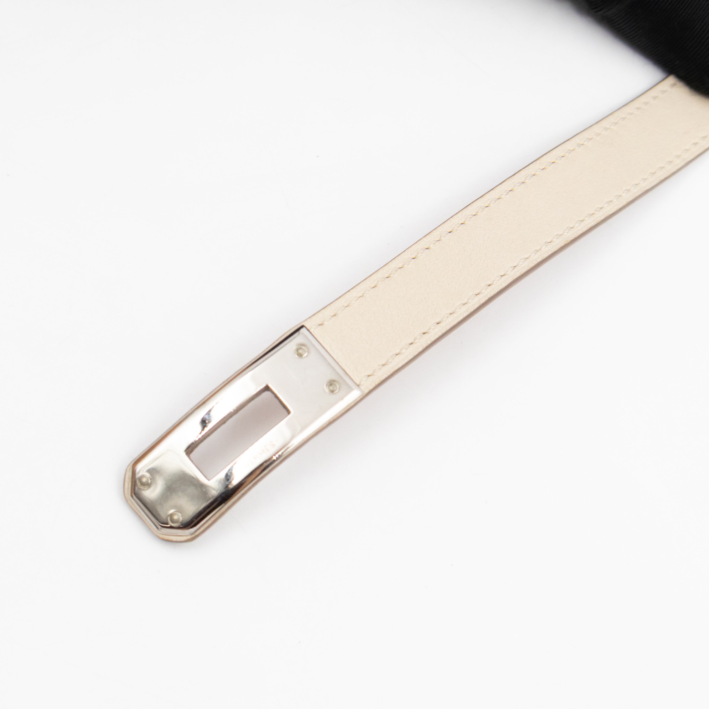 Kelly Double Tour Bracelet White Leather Silver