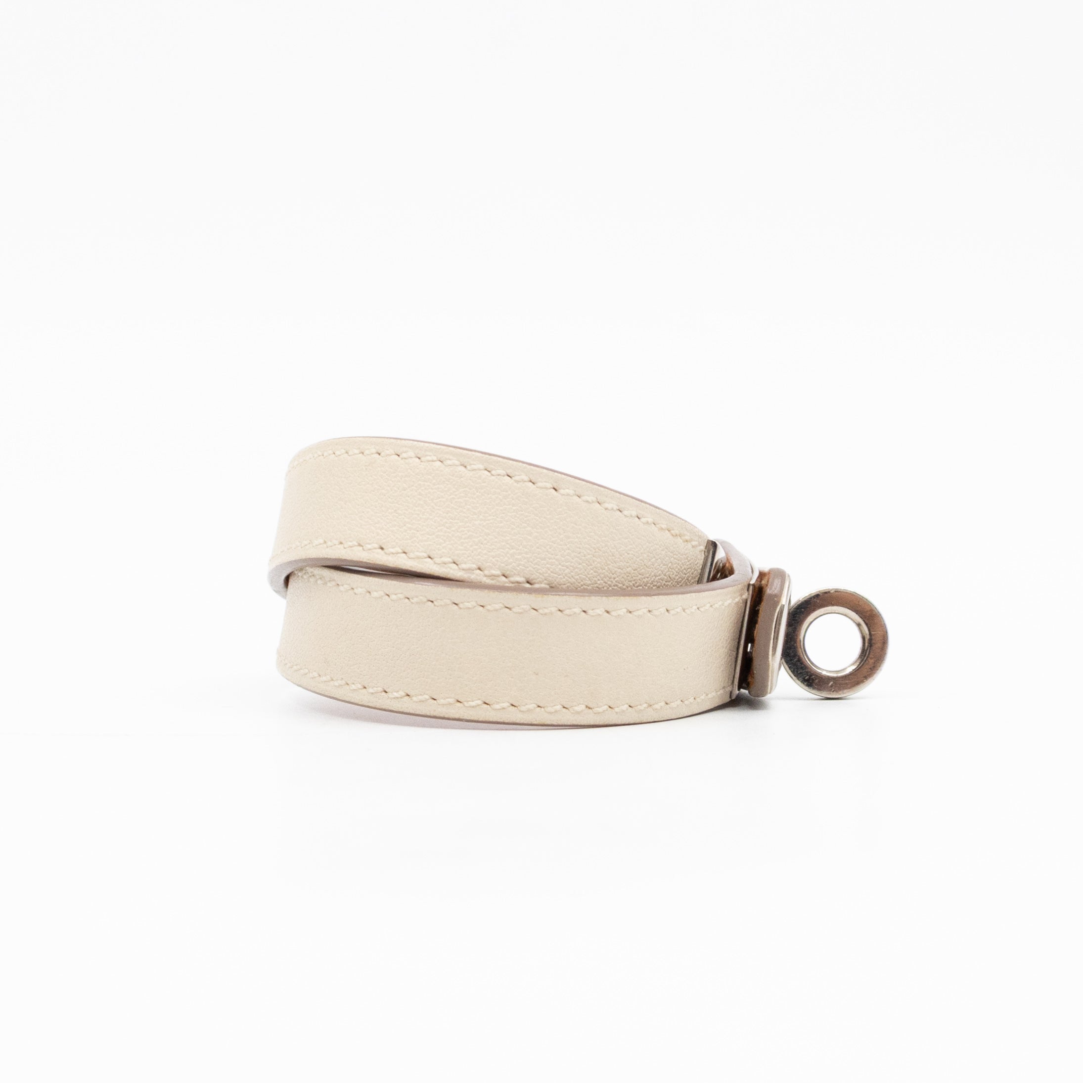 Kelly Double Tour Bracelet White Leather Silver