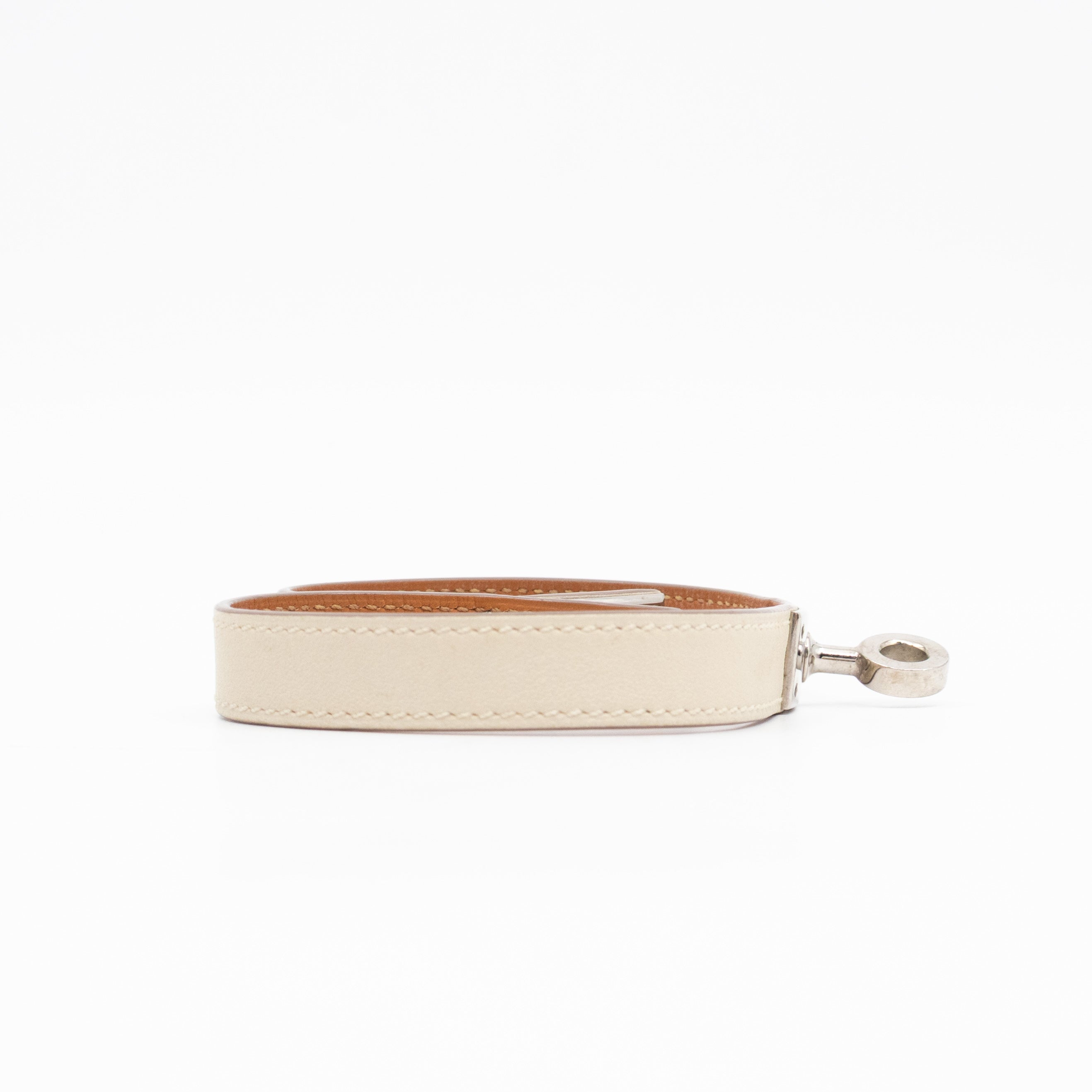 Kelly Double Tour Bracelet White Leather Silver