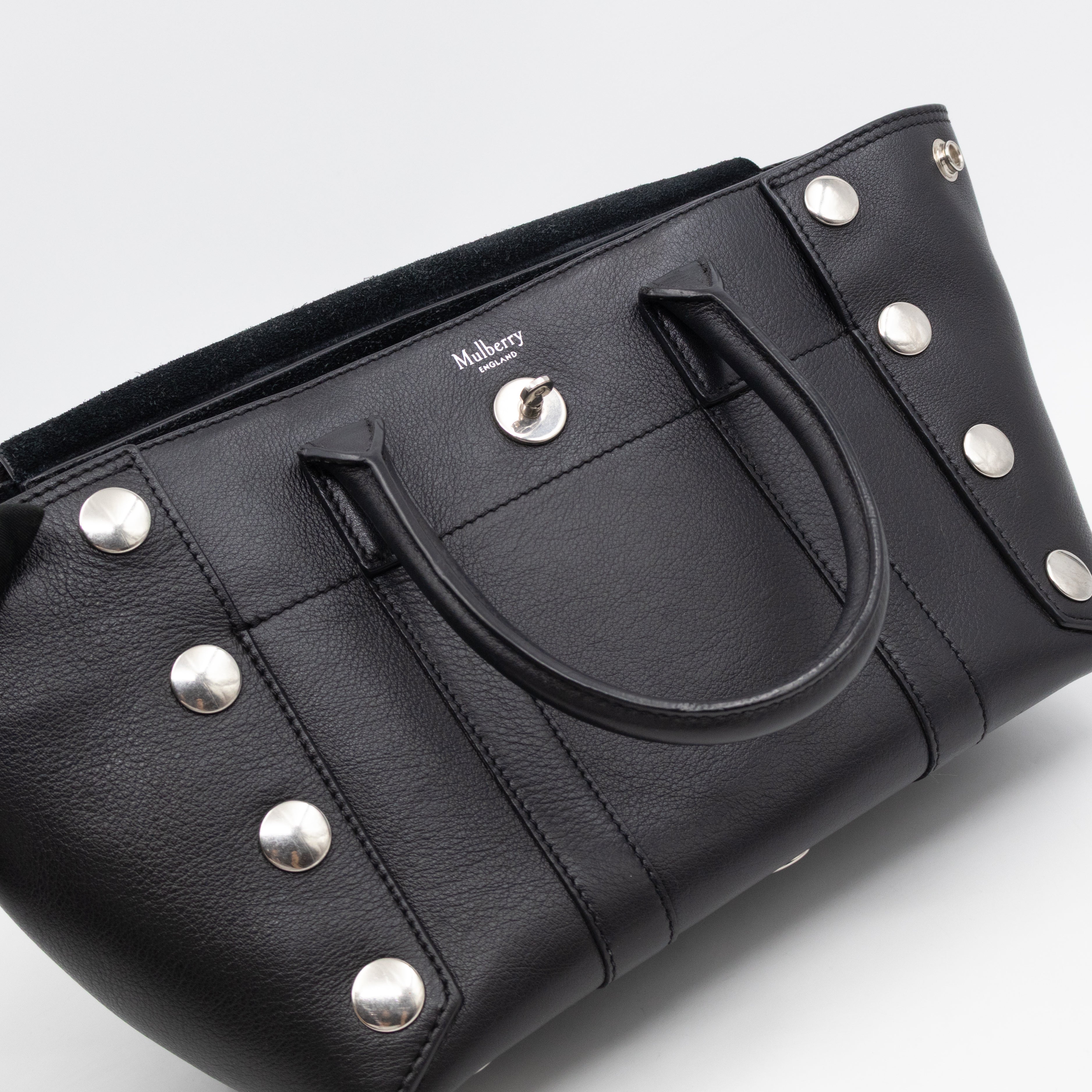 Small New Bayswater Studded Black Leather