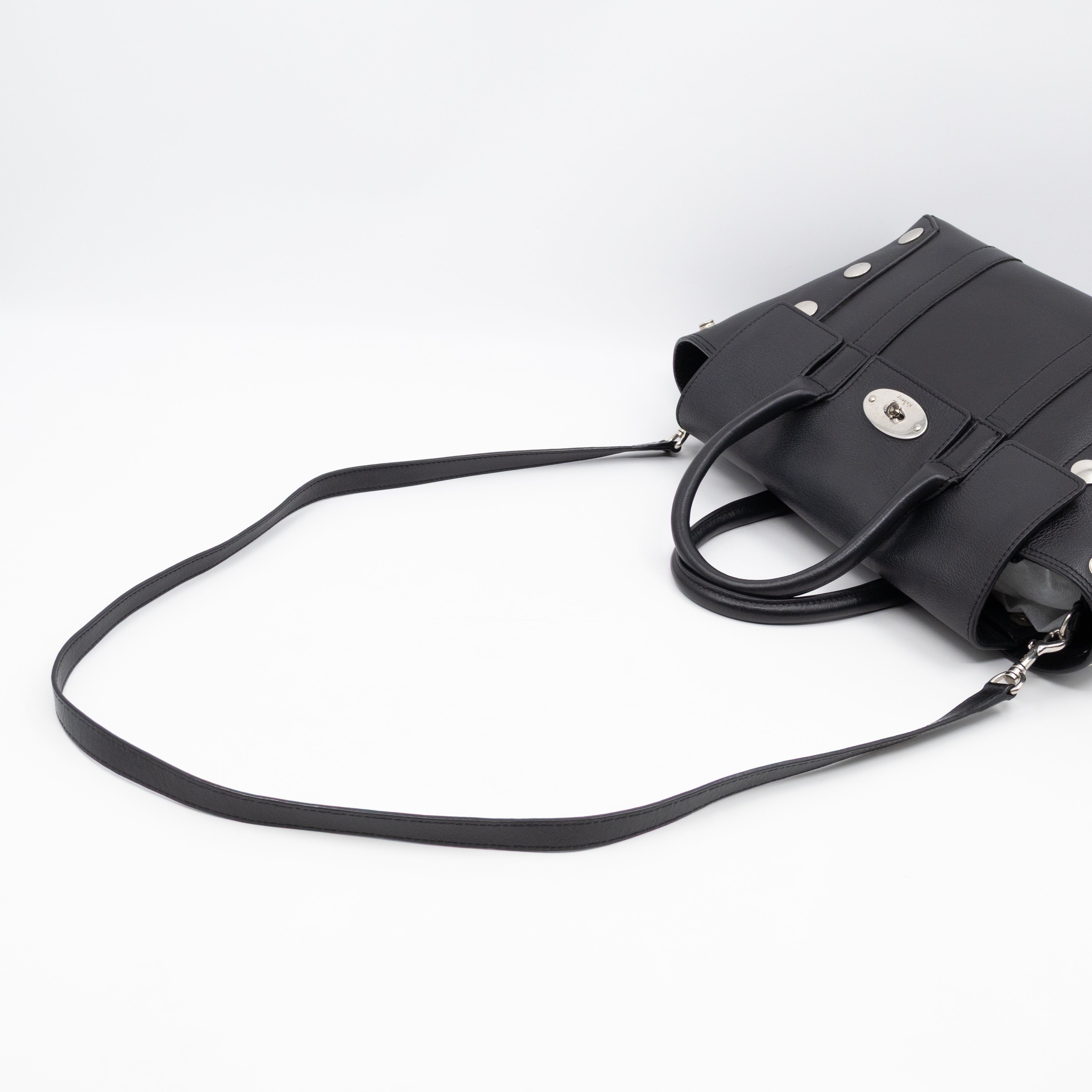 Small New Bayswater Studded Black Leather