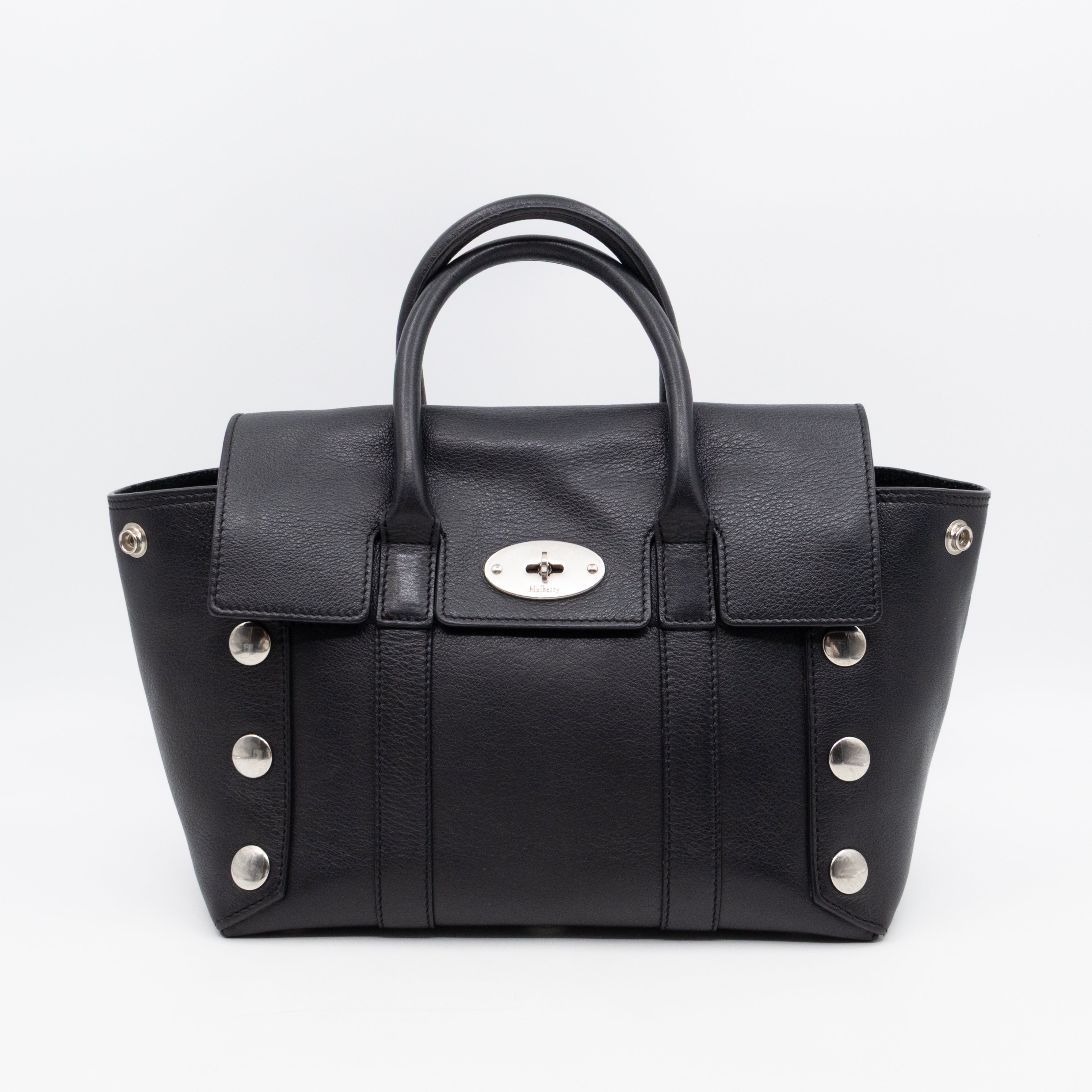 Small New Bayswater Studded Black Leather