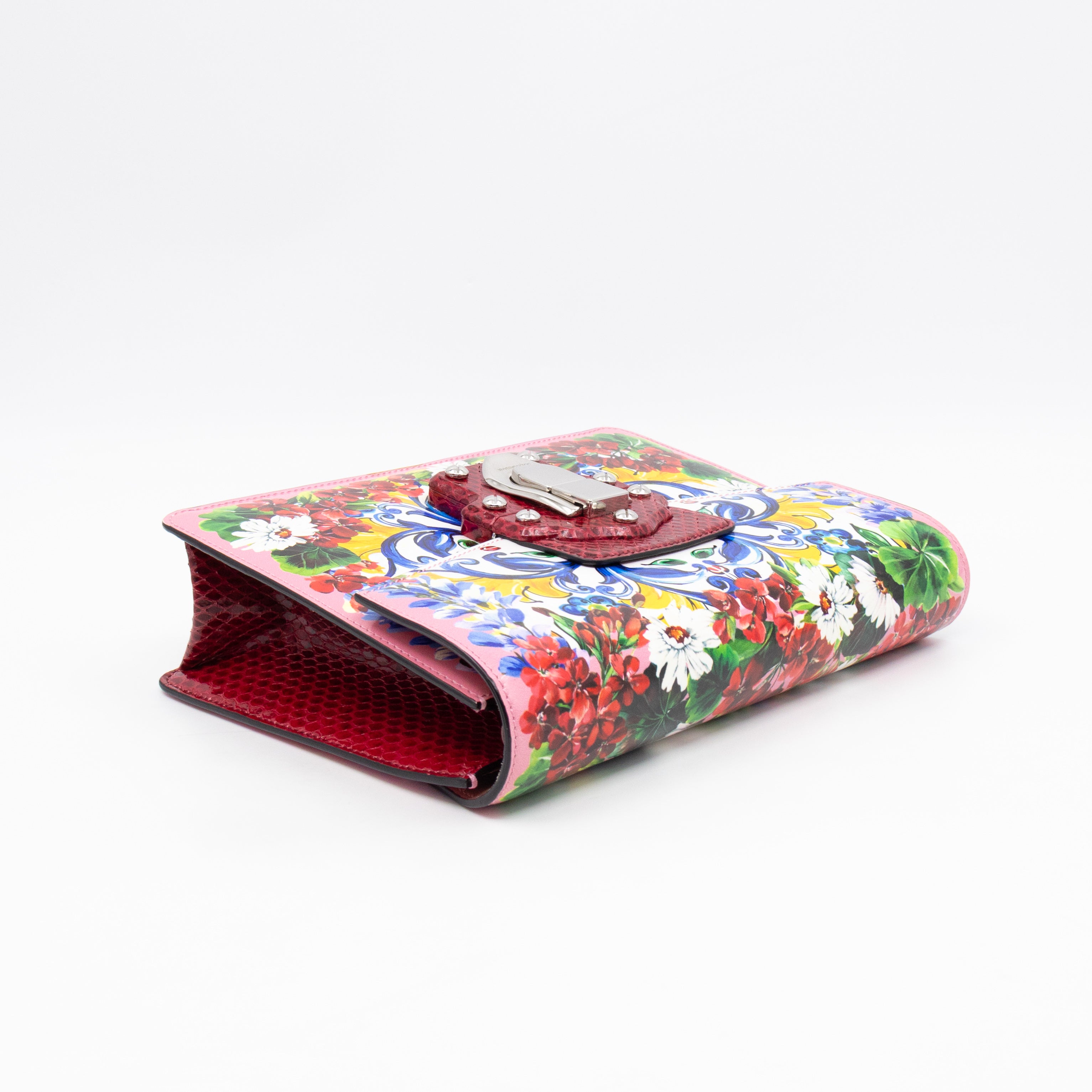 Lucia Twill Bag Majolica Print Leather & Pink Watersnake