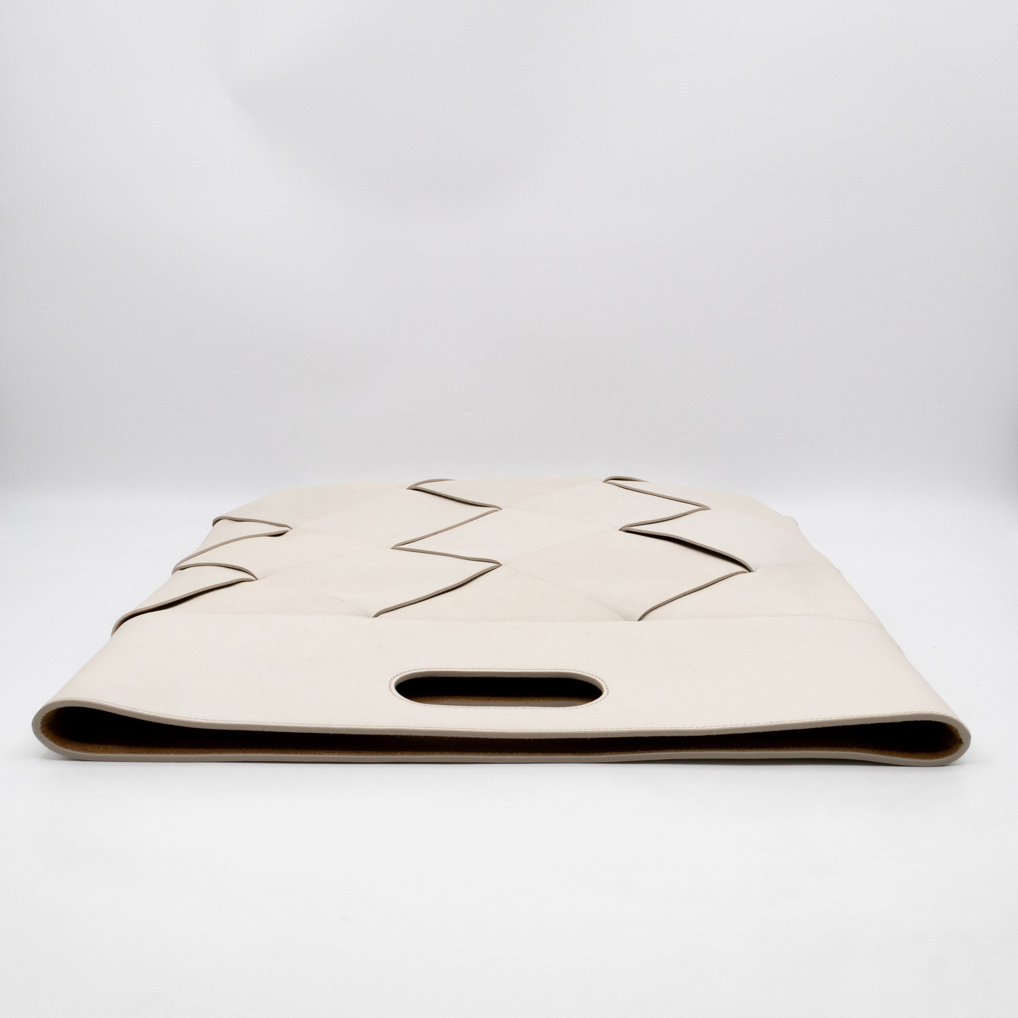 Large Slip Tote White Maxi Intrecciato Leather