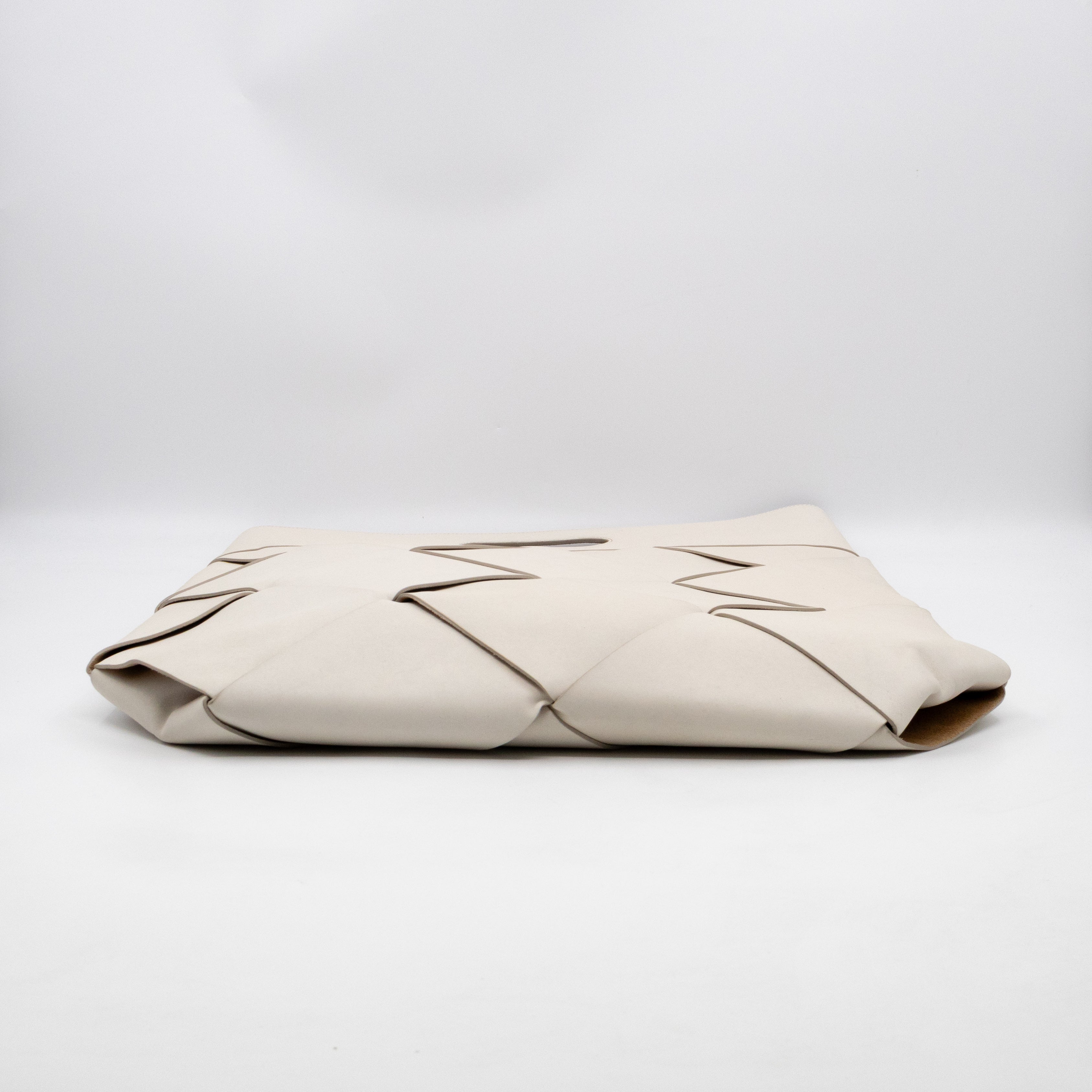 Large Slip Tote White Maxi Intrecciato Leather