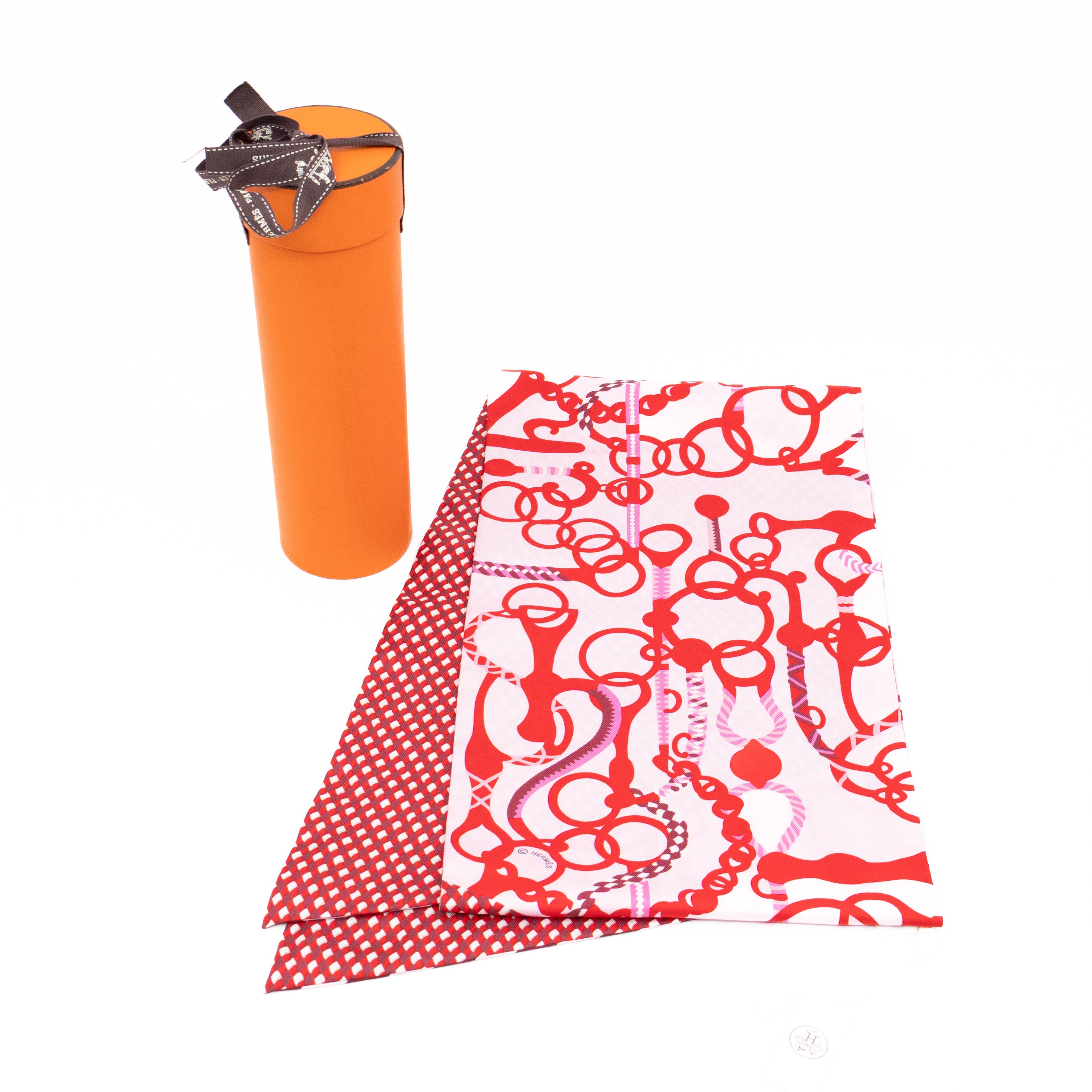 Maxi Twilly Scarf Cut 'Mors Et Tresses' Rose Rouge