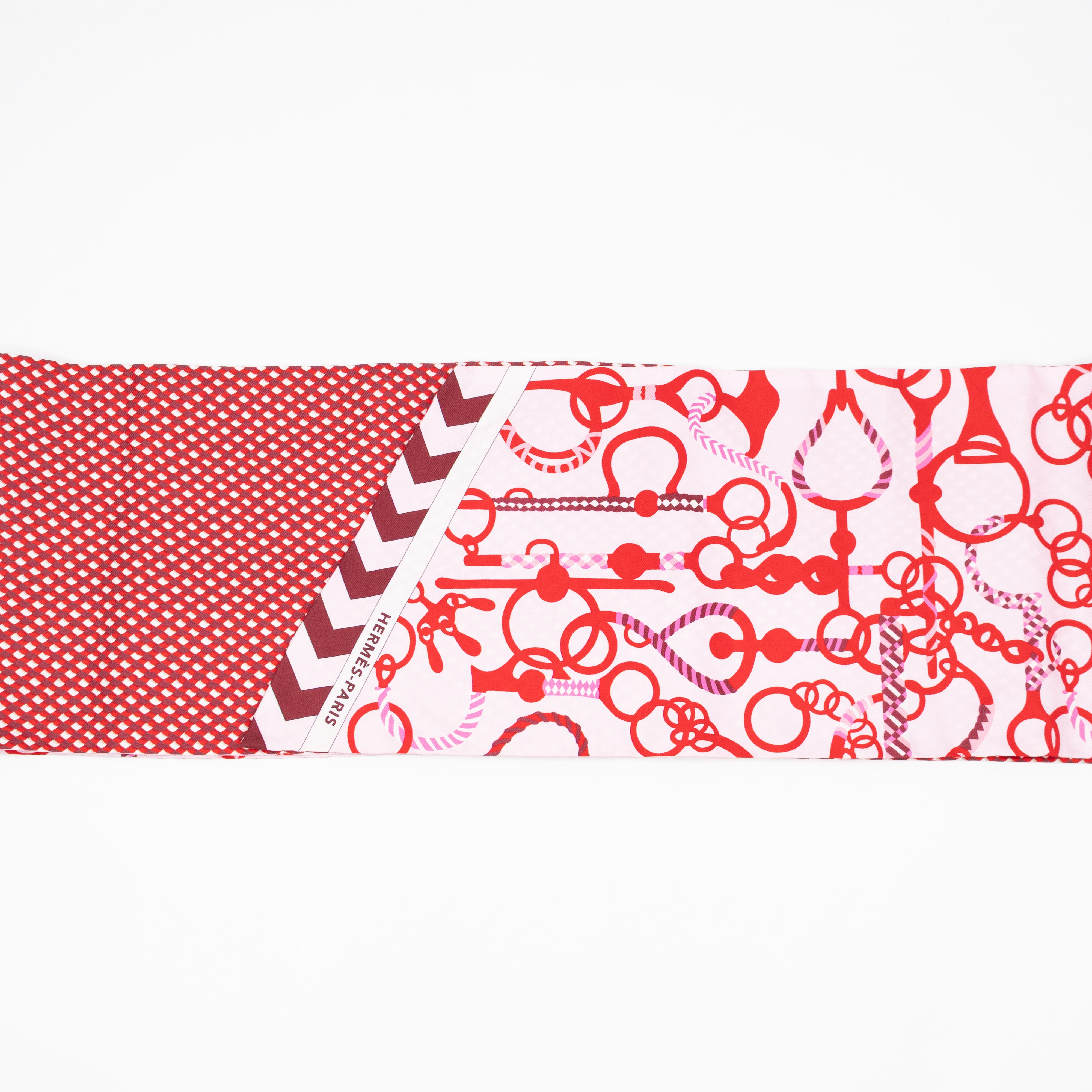 Maxi Twilly Scarf Cut 'Mors Et Tresses' Rose Rouge