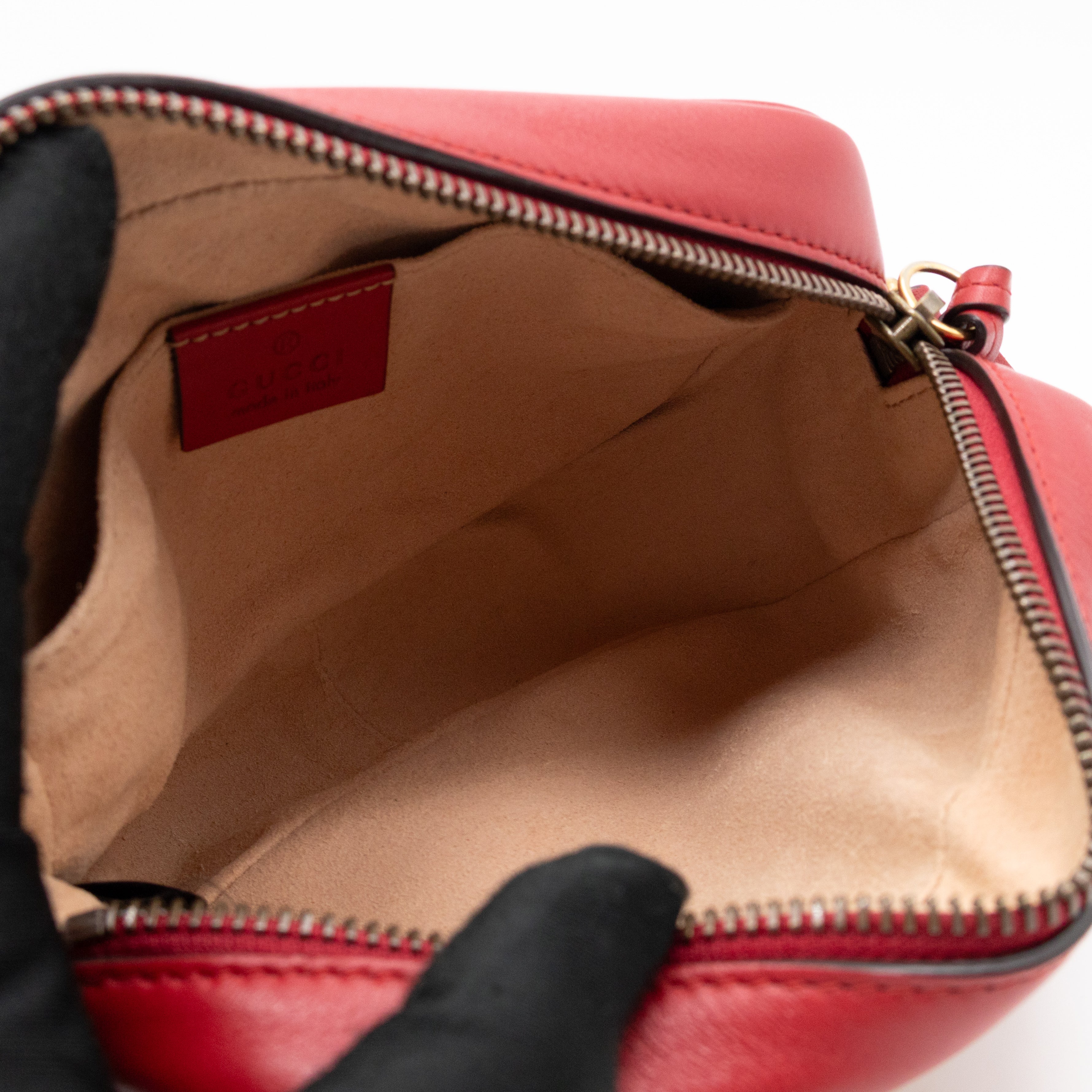 GG Marmont Matelassé Mini Red Leather