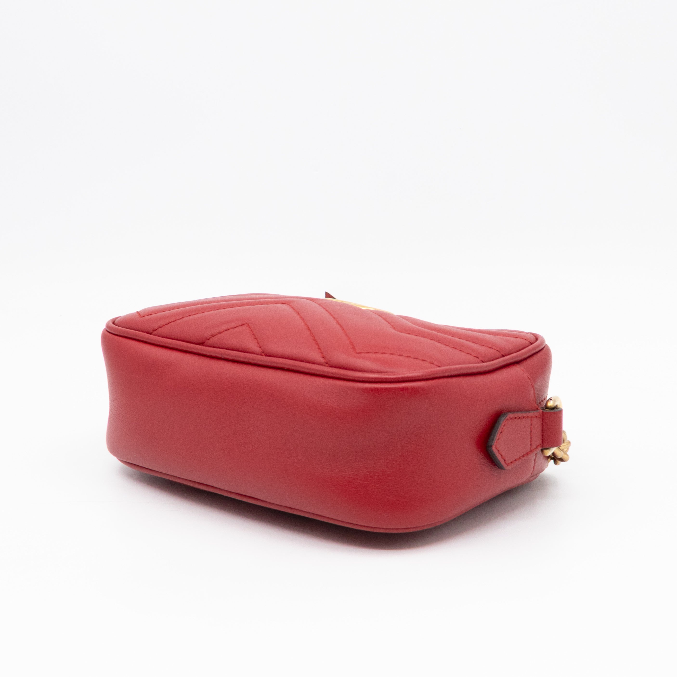 GG Marmont Matelassé Mini Red Leather
