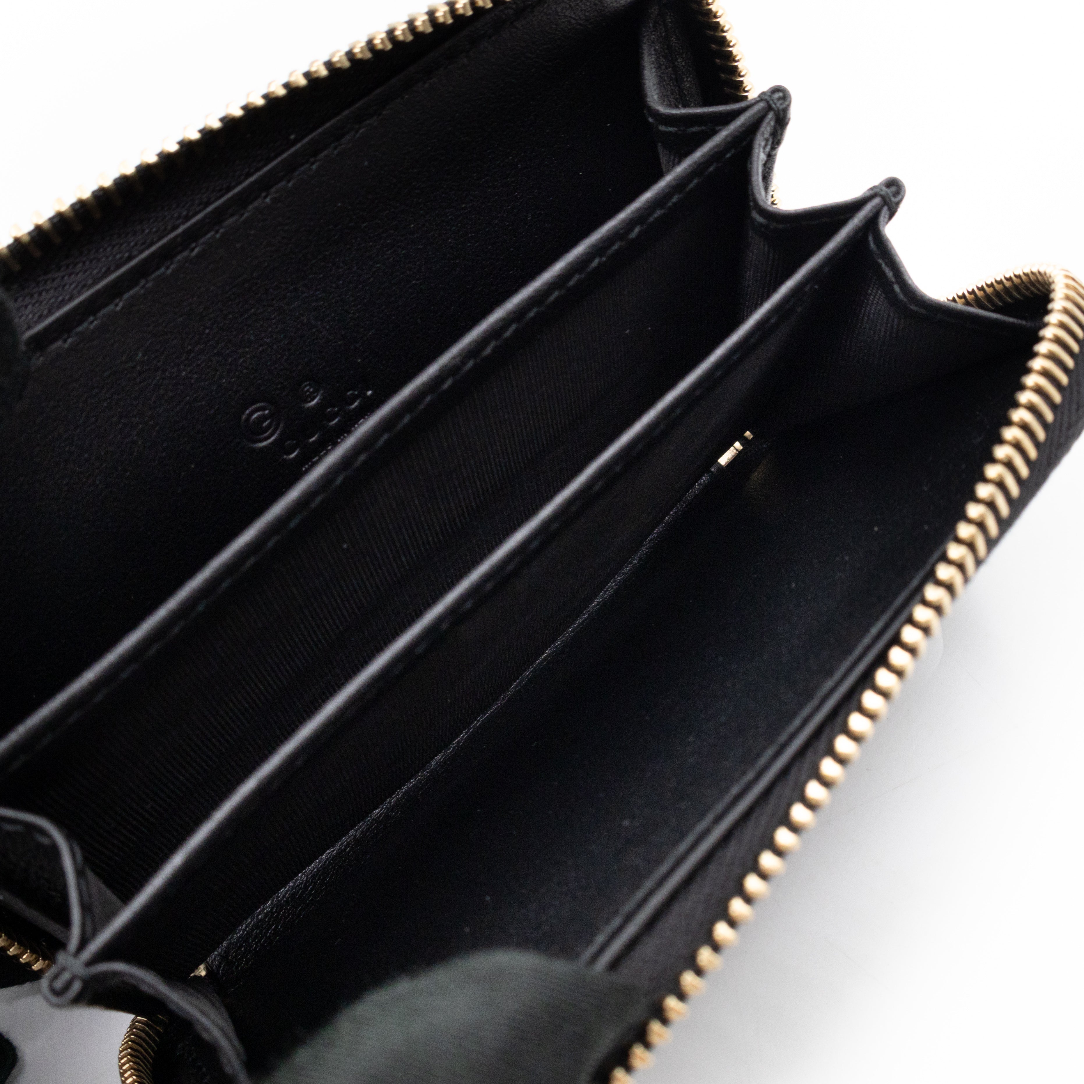 Zip Around Coin Purse Black Guccissima Leather