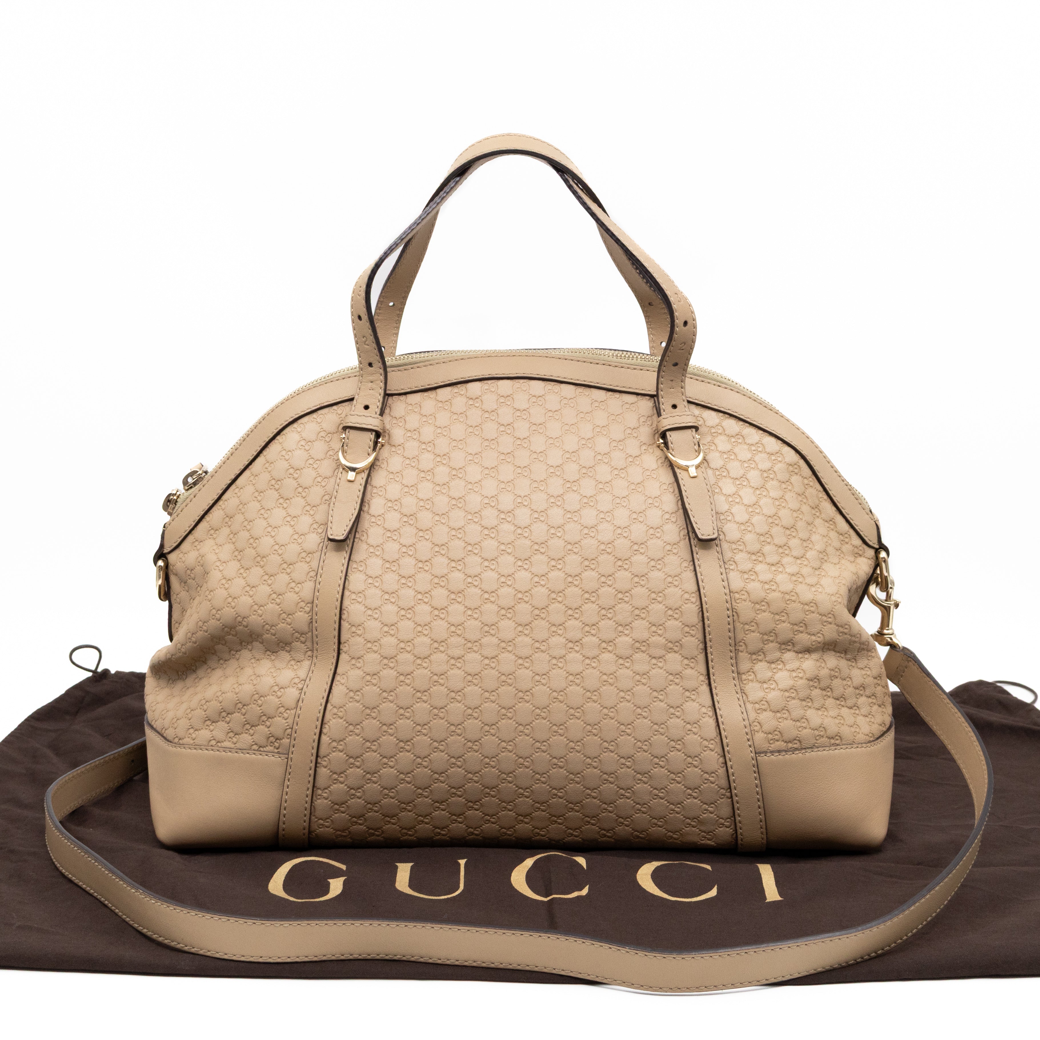 Nice Top Handle Bag Beige Microguccissima Leather