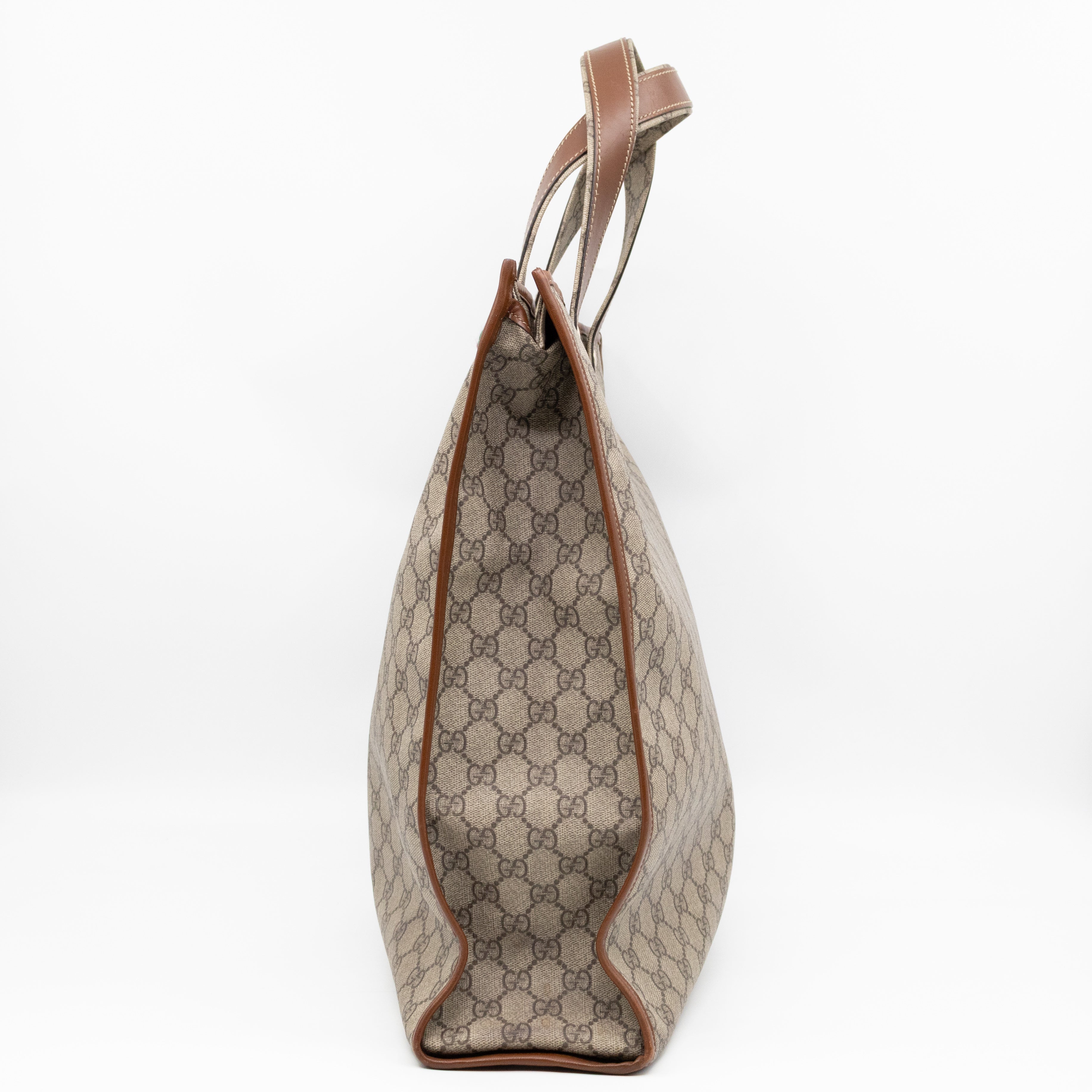 Web Loop Tote Large GG Supreme Canvas Brown