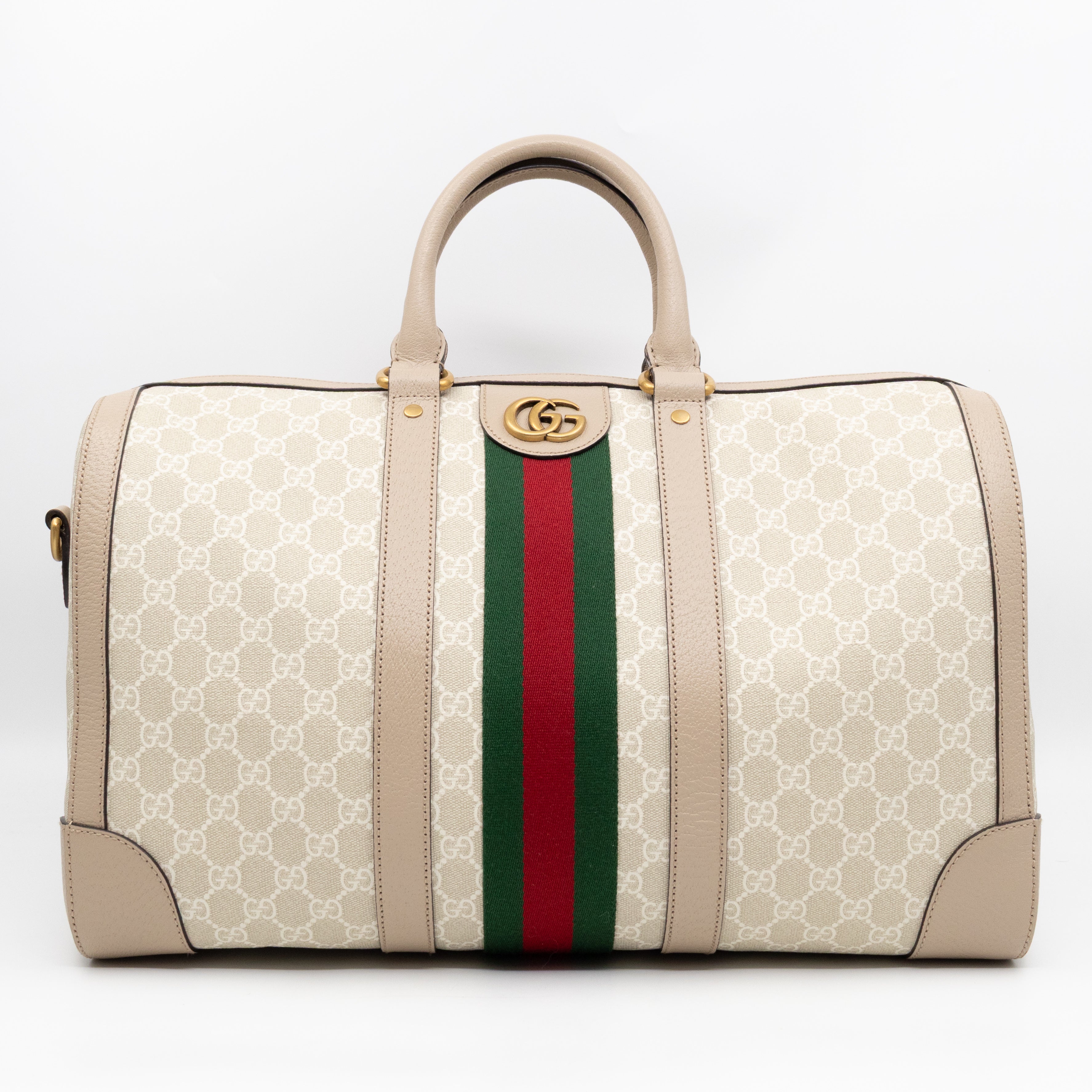 Savoy Medium Duffle Bag GG Supreme Beige Leather