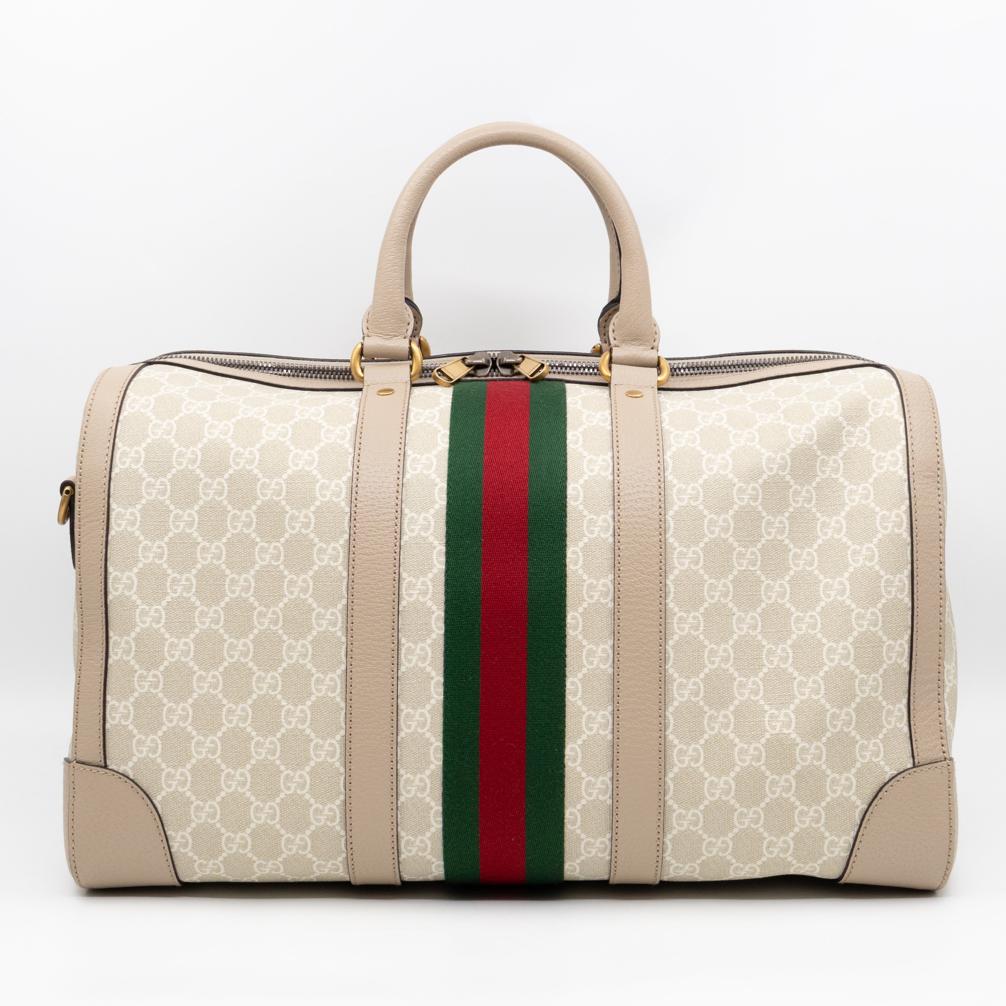 Savoy Medium Duffle Bag GG Supreme Beige Leather