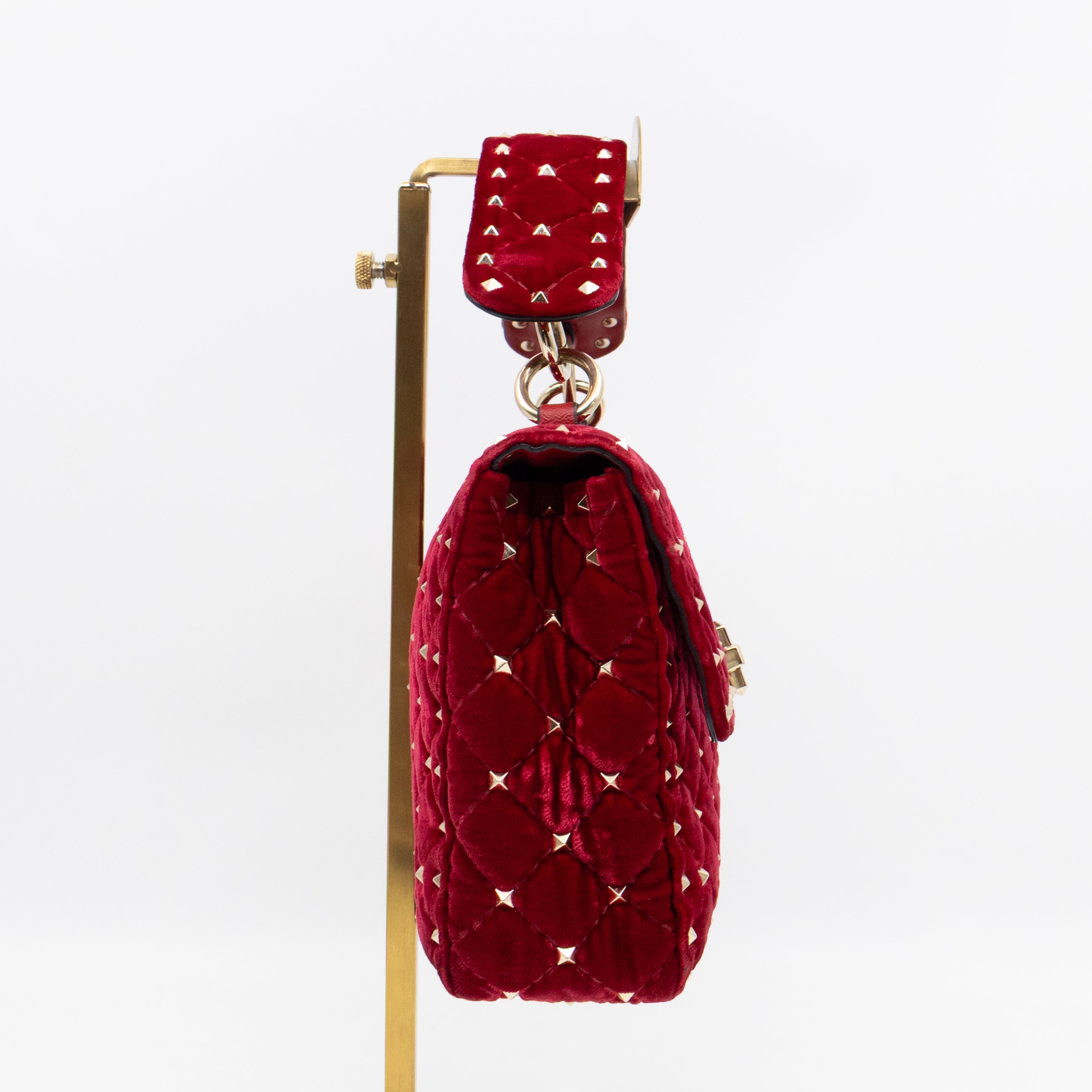 Rockstud Spike Medium Shoulder Bag Red Velvet