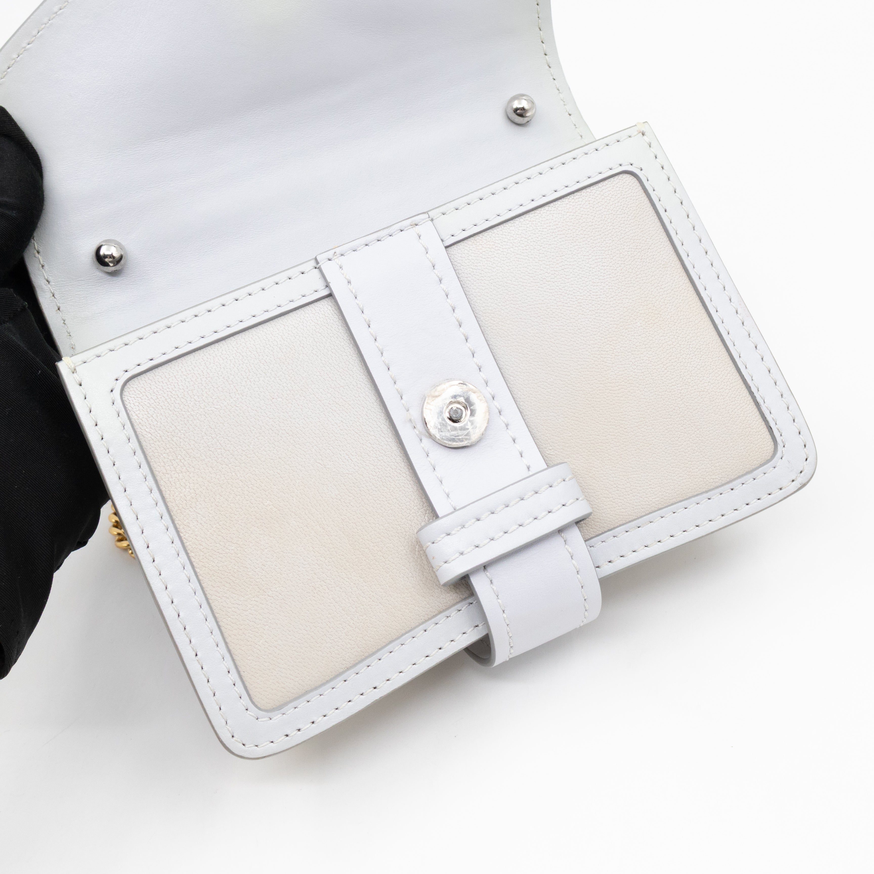 Aby Chain Mini Shoulder Bag Motty Grey Leather