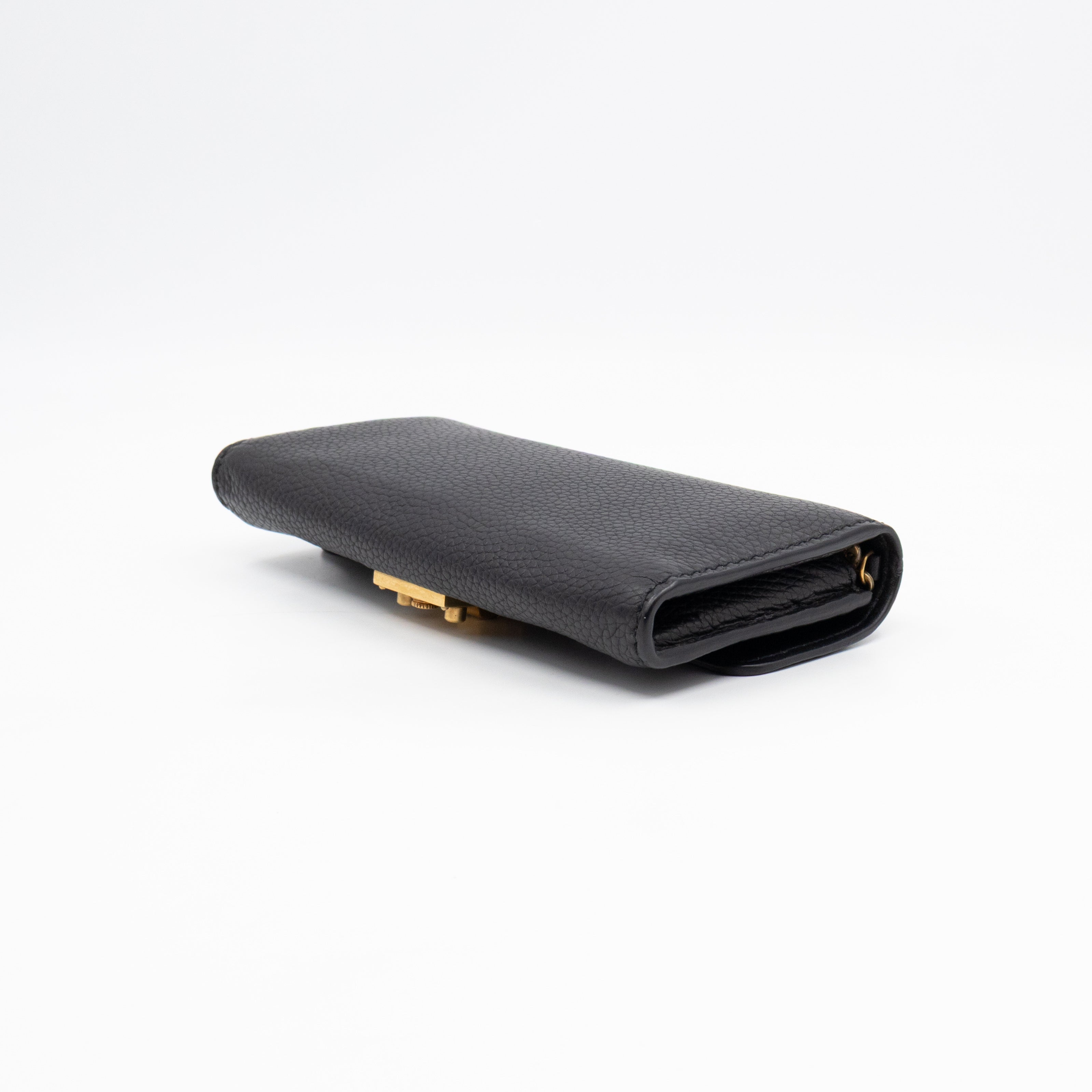 Dioraddict Wallet on Chain Black Leather