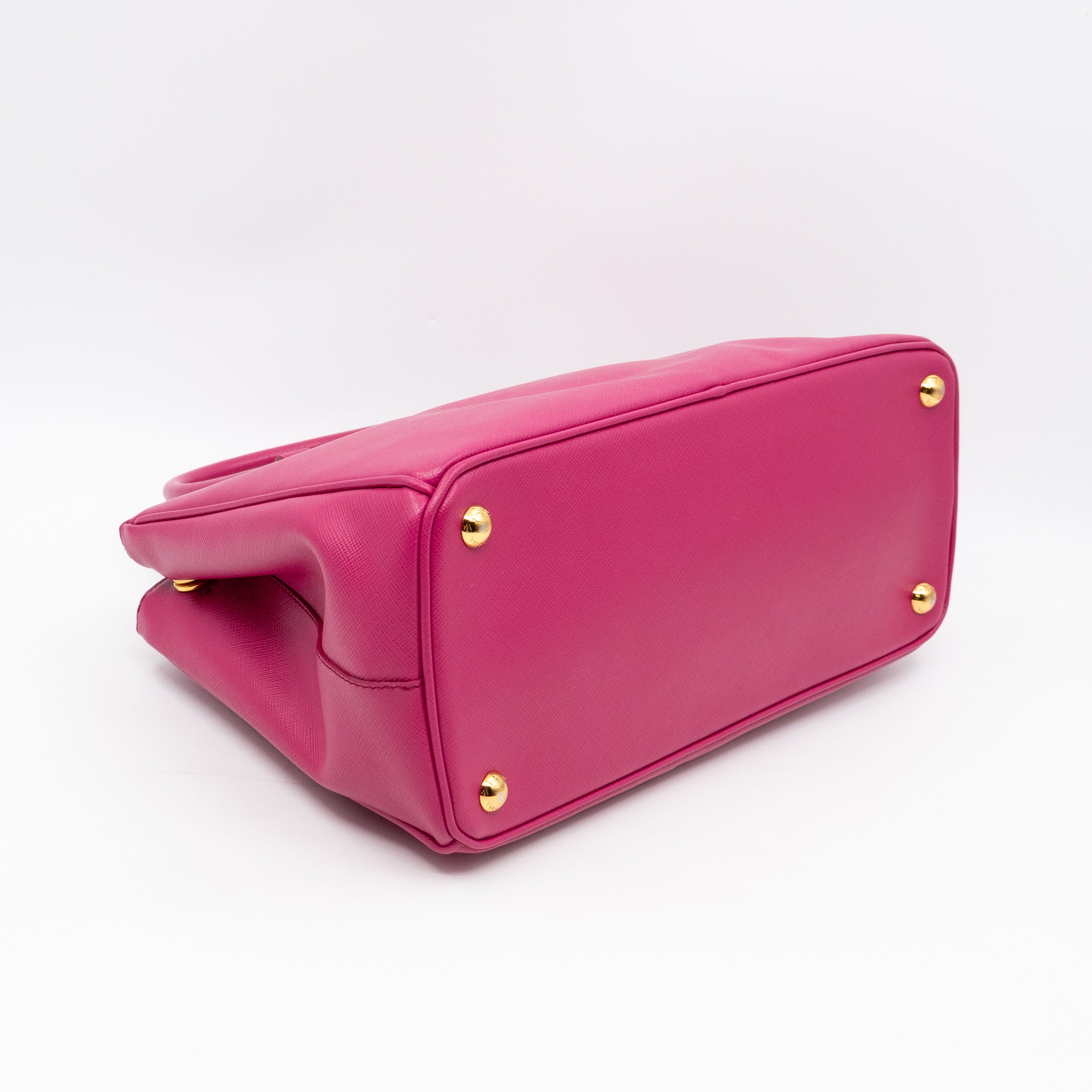 Galleria Small Double Zip Fuchsia Pink Saffiano