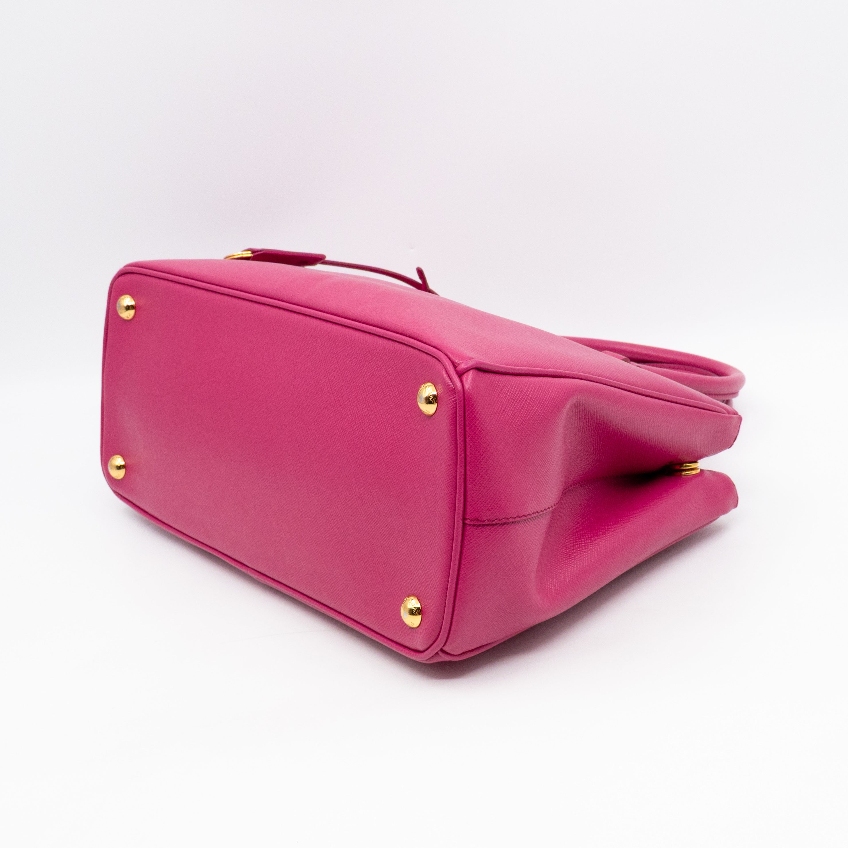 Galleria Small Double Zip Fuchsia Pink Saffiano