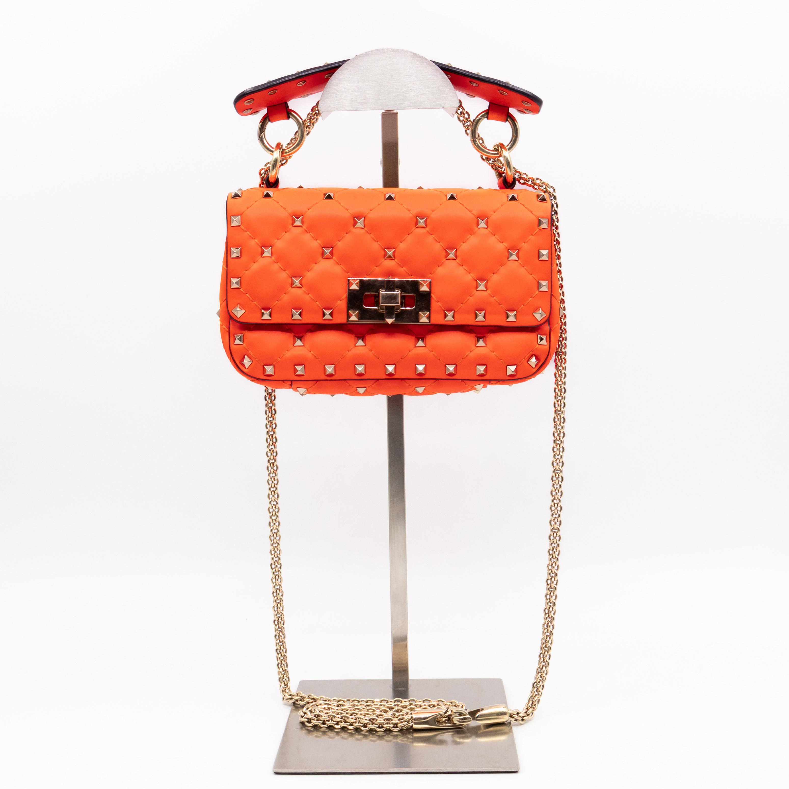Rockstud Spike Mini Bag Fluo Orange Leather