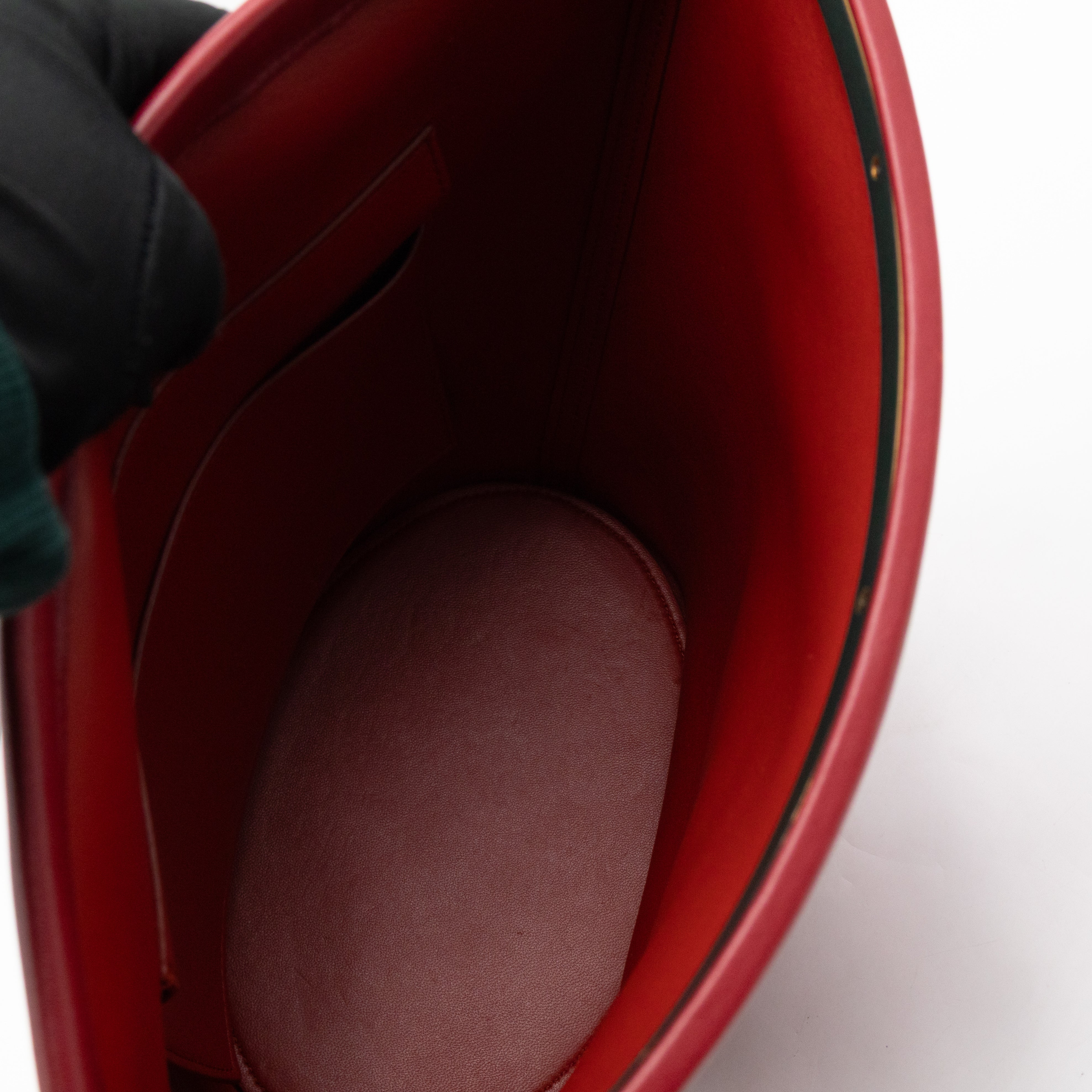 Clasp Bucket Bag Red Leather