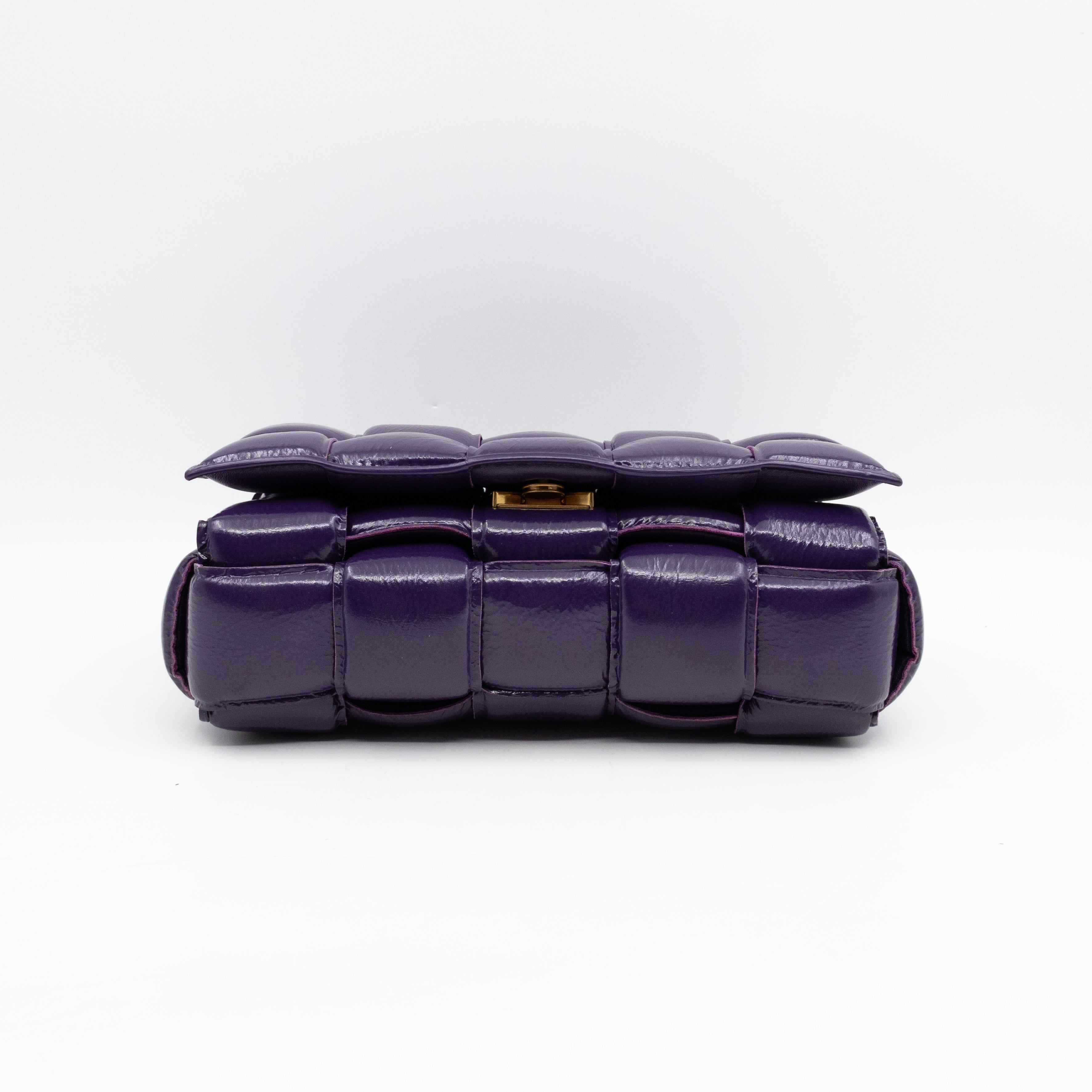 Classic Padded Cassette Purple Intrecciato Patent Leather