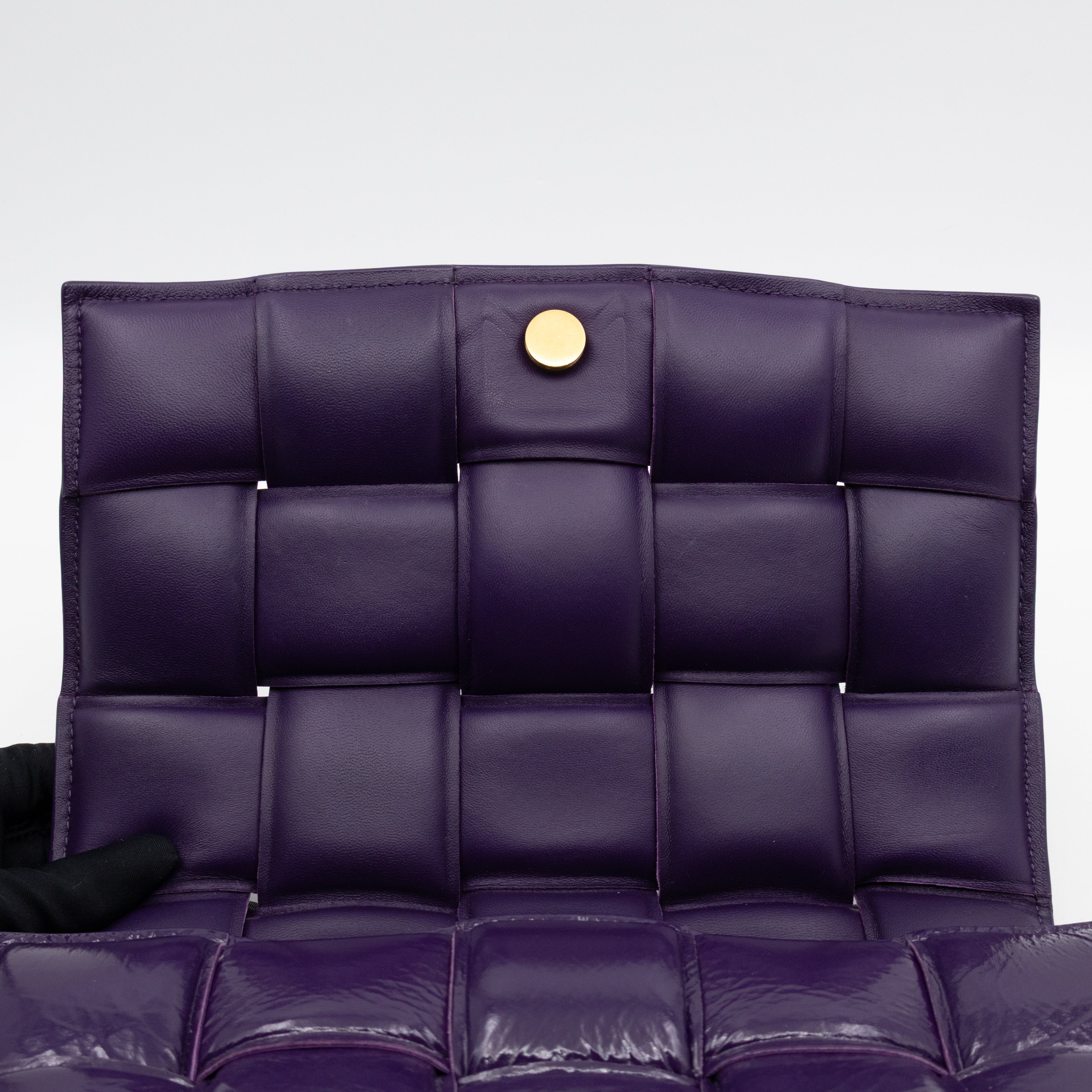 Classic Padded Cassette Purple Intrecciato Patent Leather