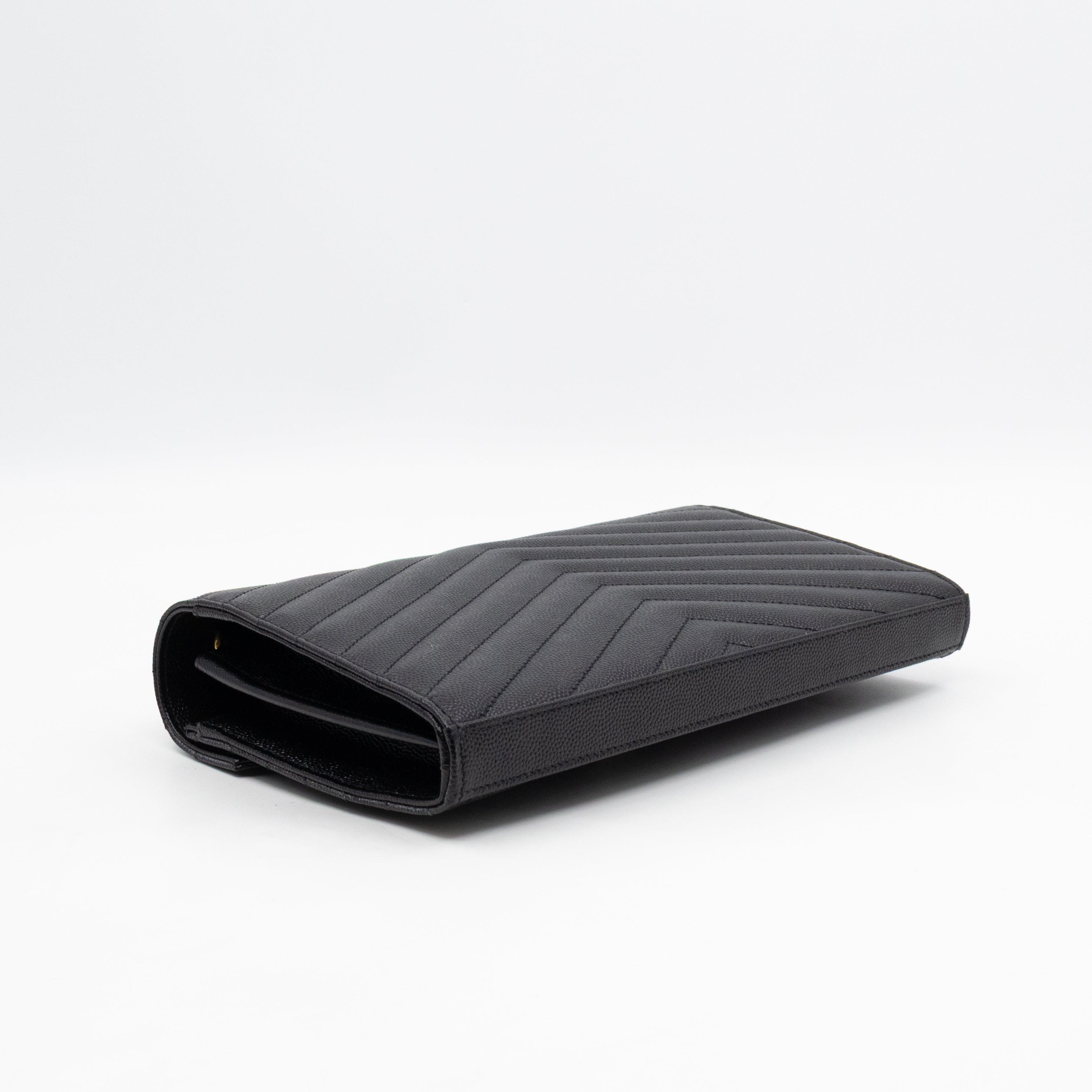 Classic Cassandre Chain Wallet Black Grain De Poudre Leather Gold