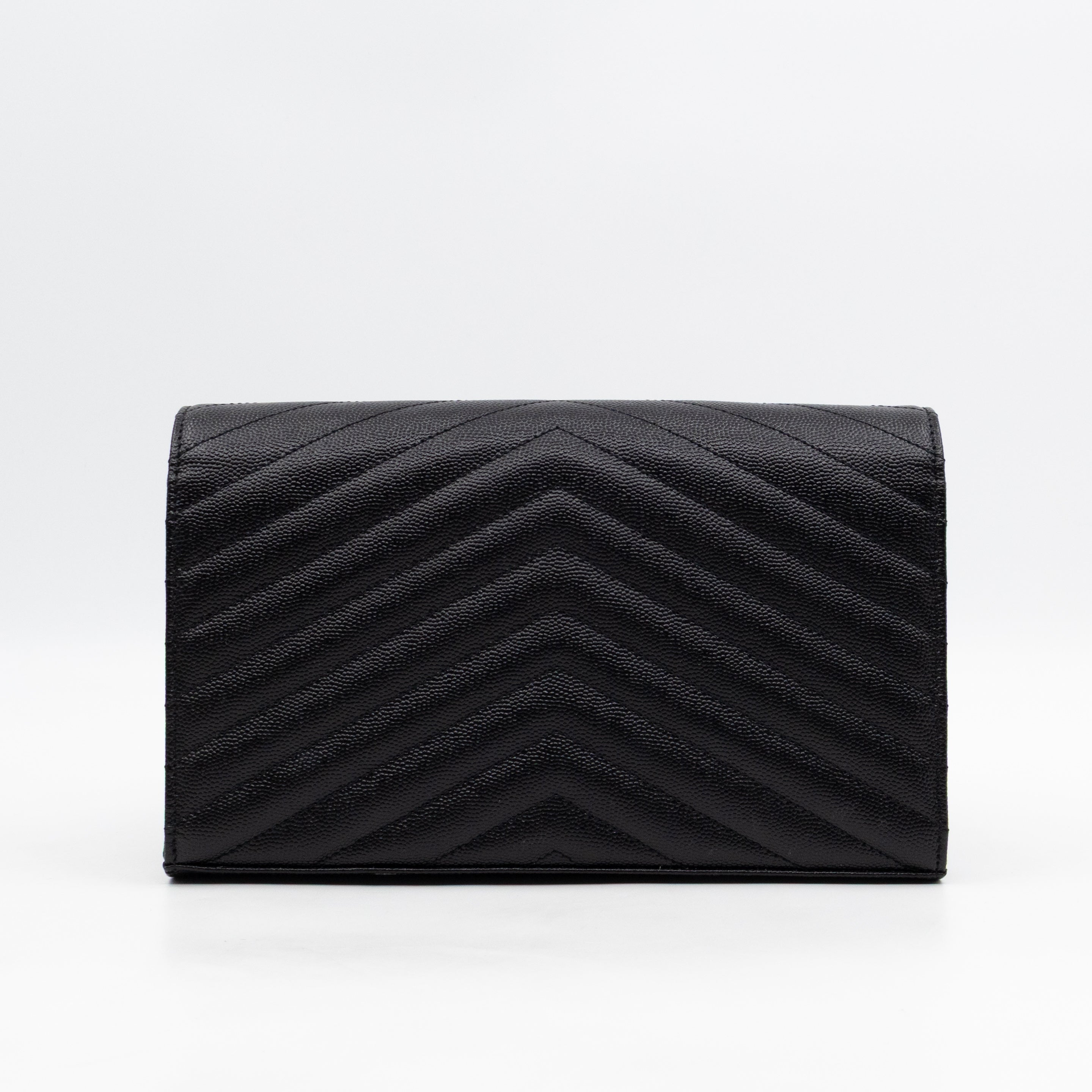 Classic Cassandre Chain Wallet Black Grain De Poudre Leather Gold