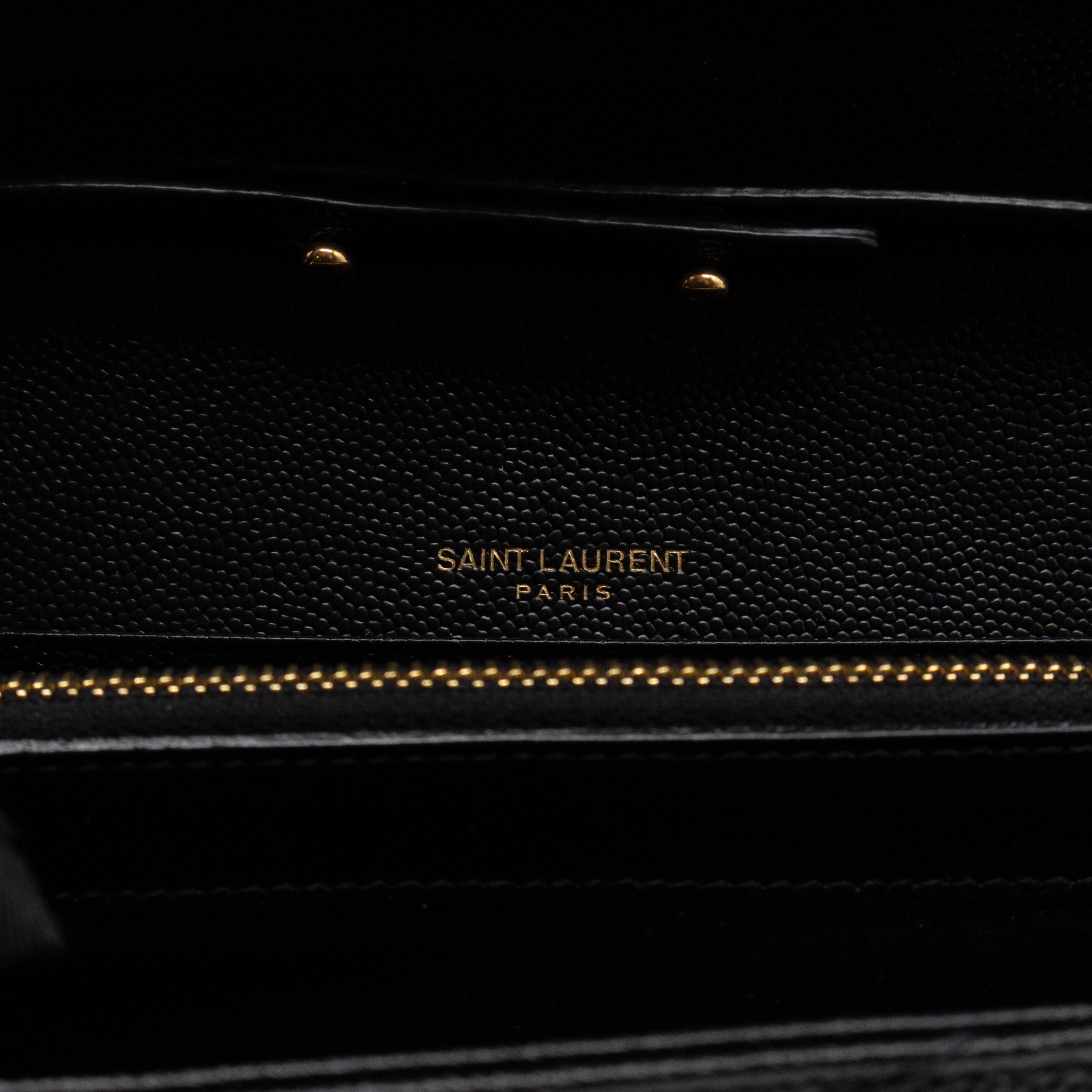 Classic Cassandre Chain Wallet Black Grain De Poudre Leather Gold