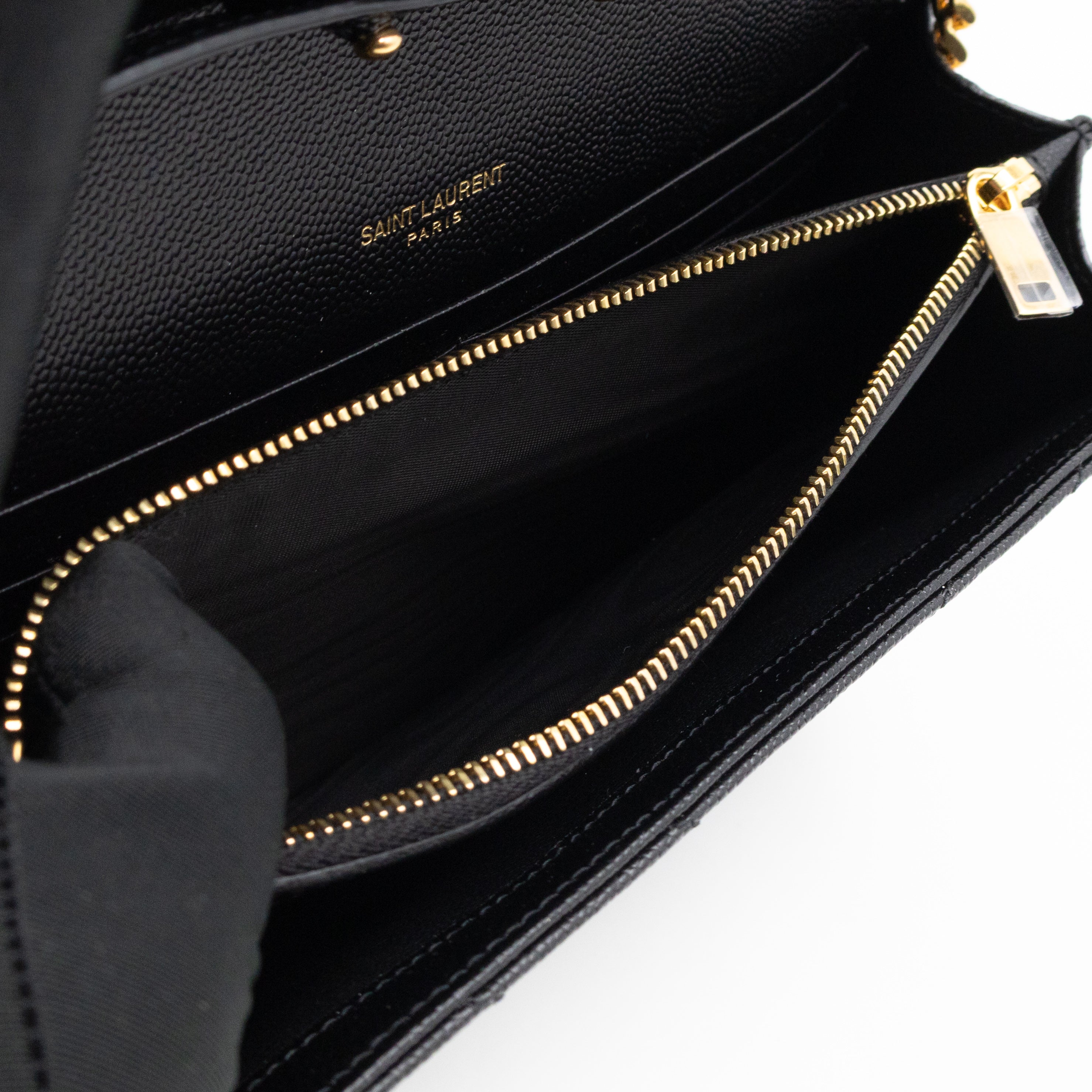 Classic Cassandre Chain Wallet Black Grain De Poudre Leather Gold
