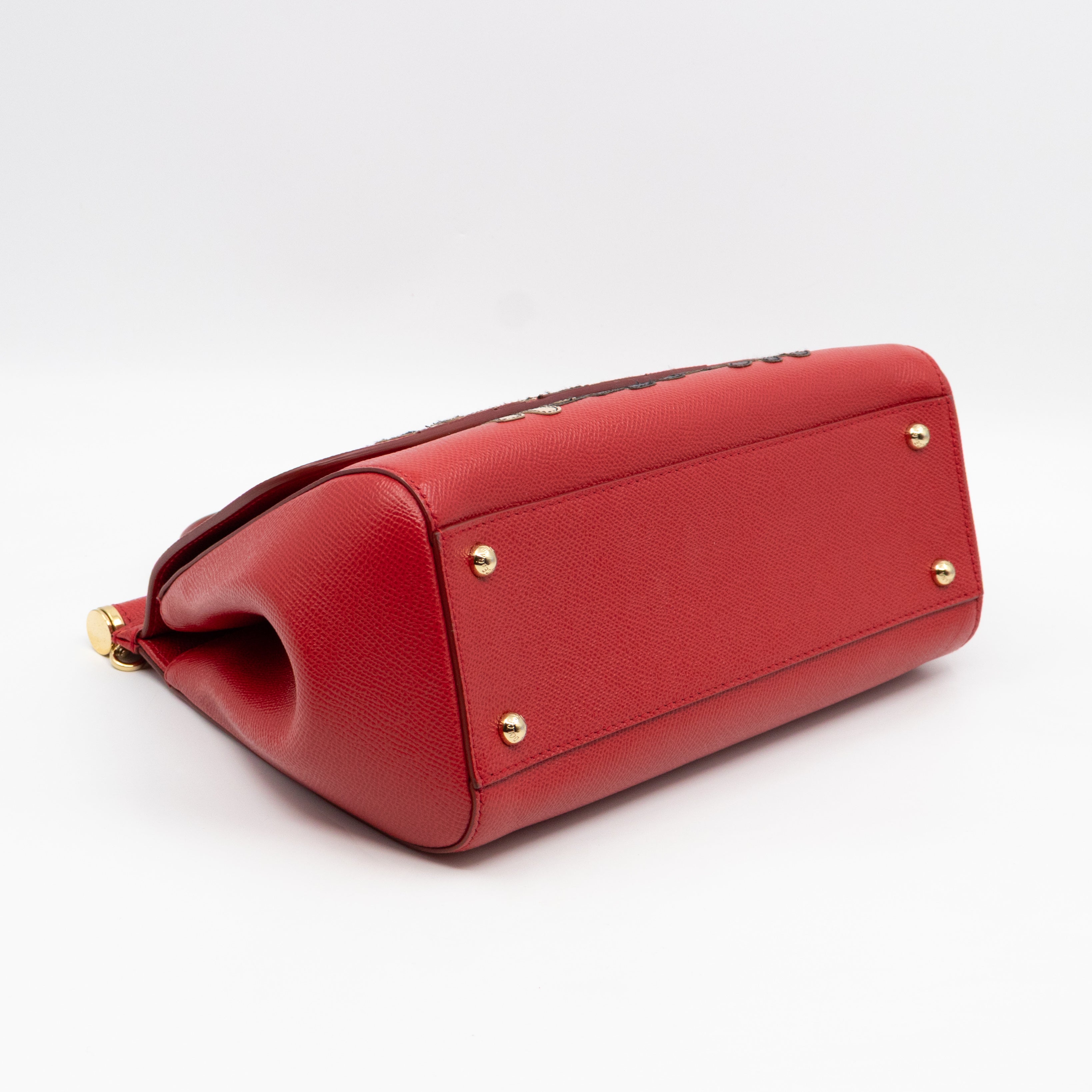 Sicily Medium Family Patchwork Red Dauphine Leather