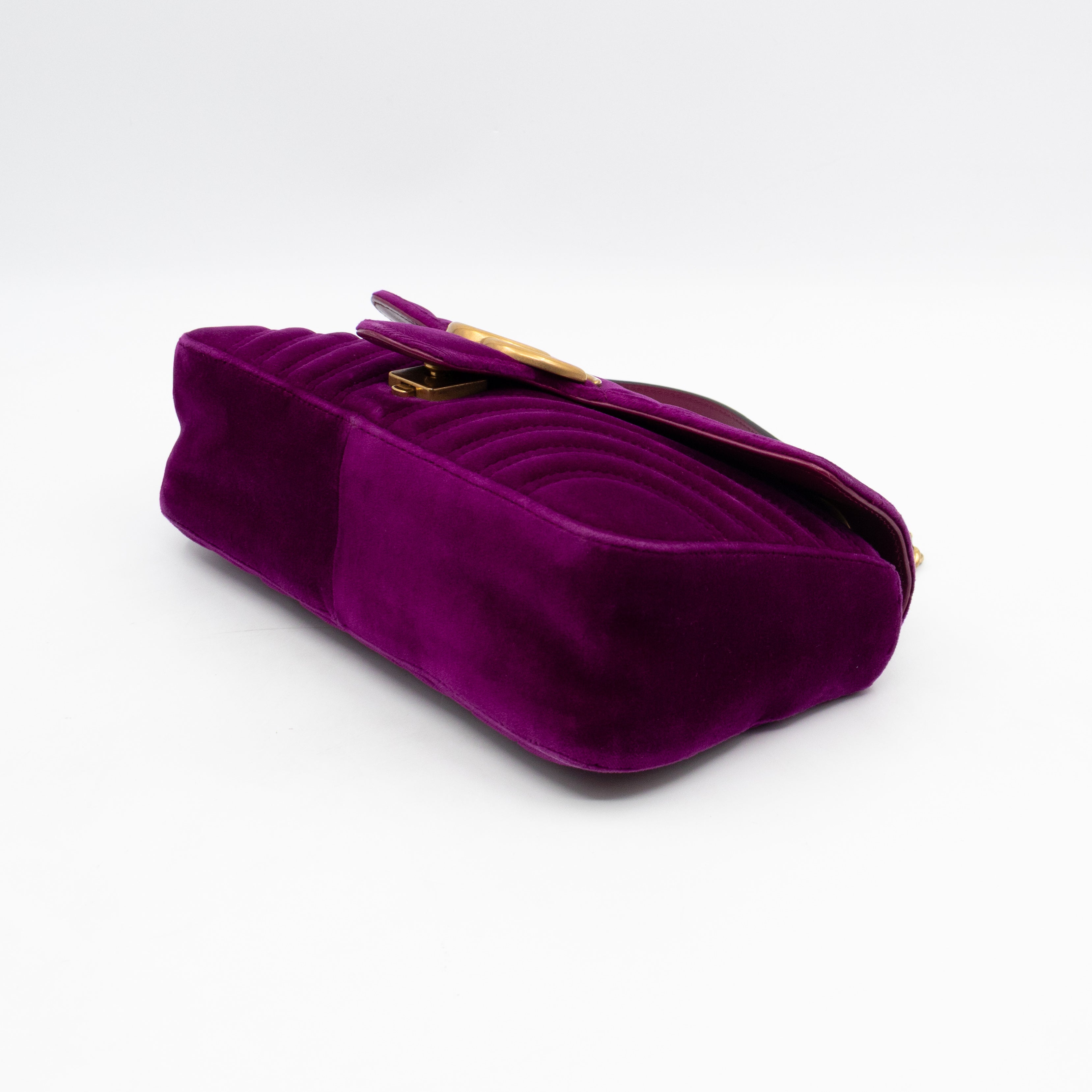 GG Marmont Flap Medium Purple Velvet Aged Gold