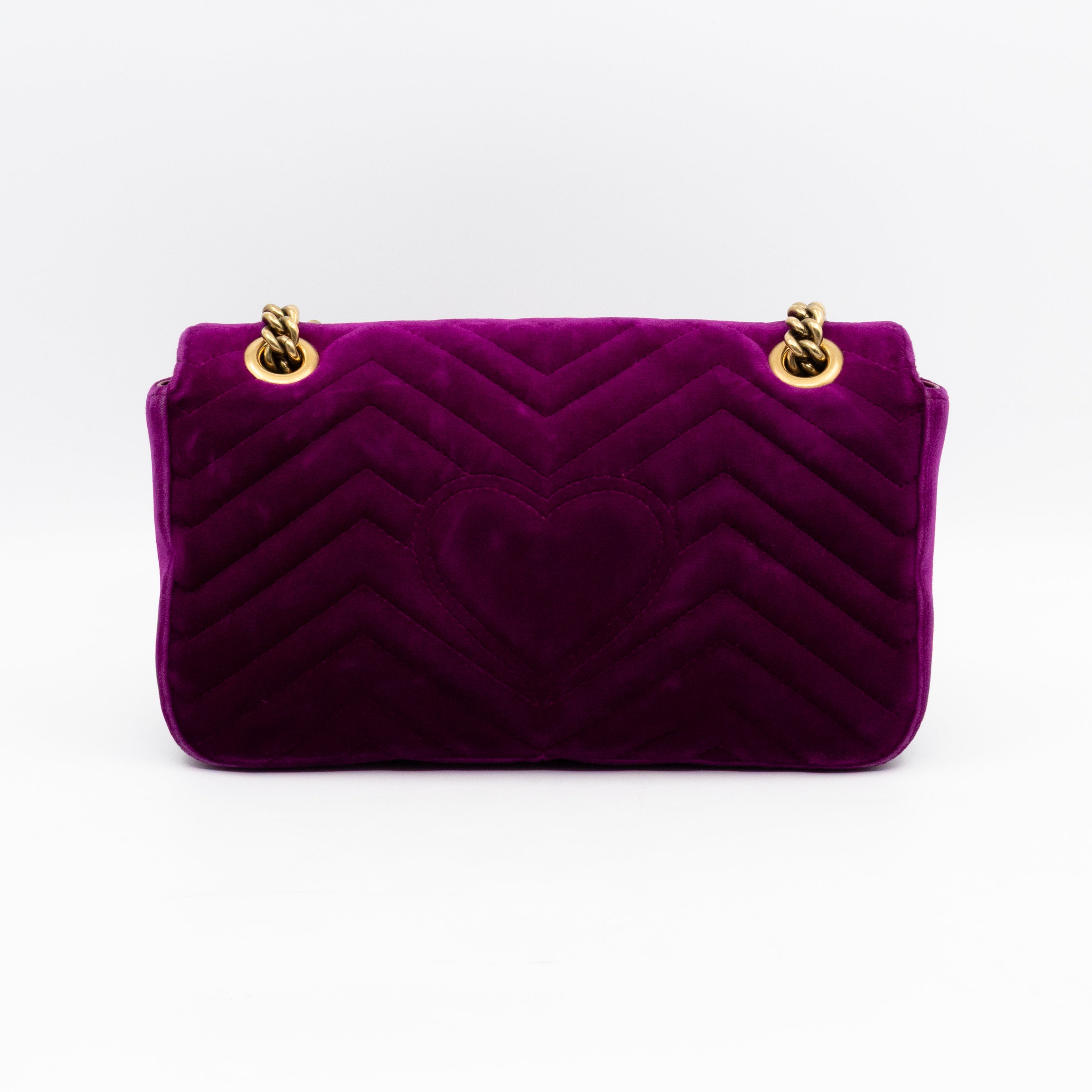 GG Marmont Flap Medium Purple Velvet Aged Gold