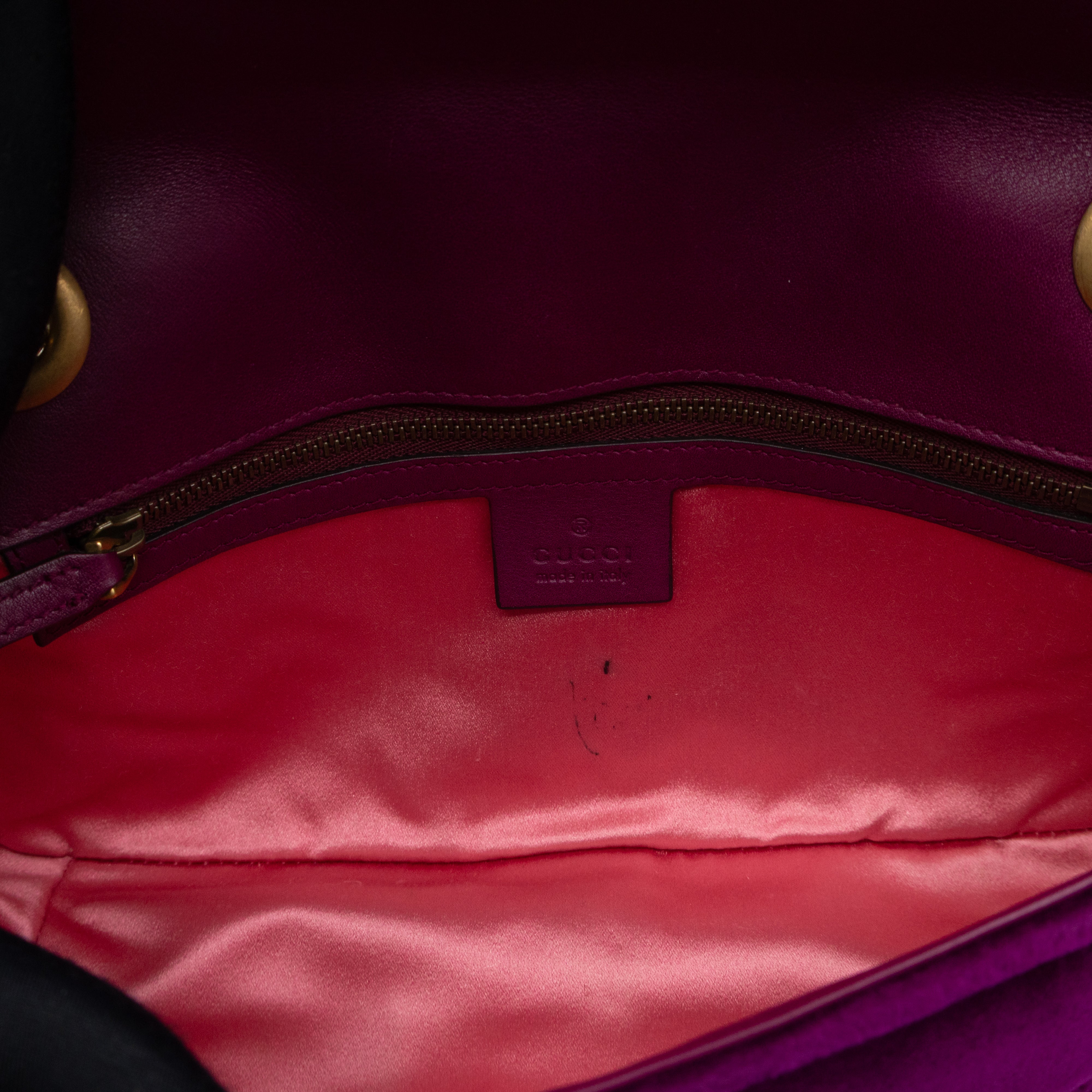 GG Marmont Flap Medium Purple Velvet Aged Gold