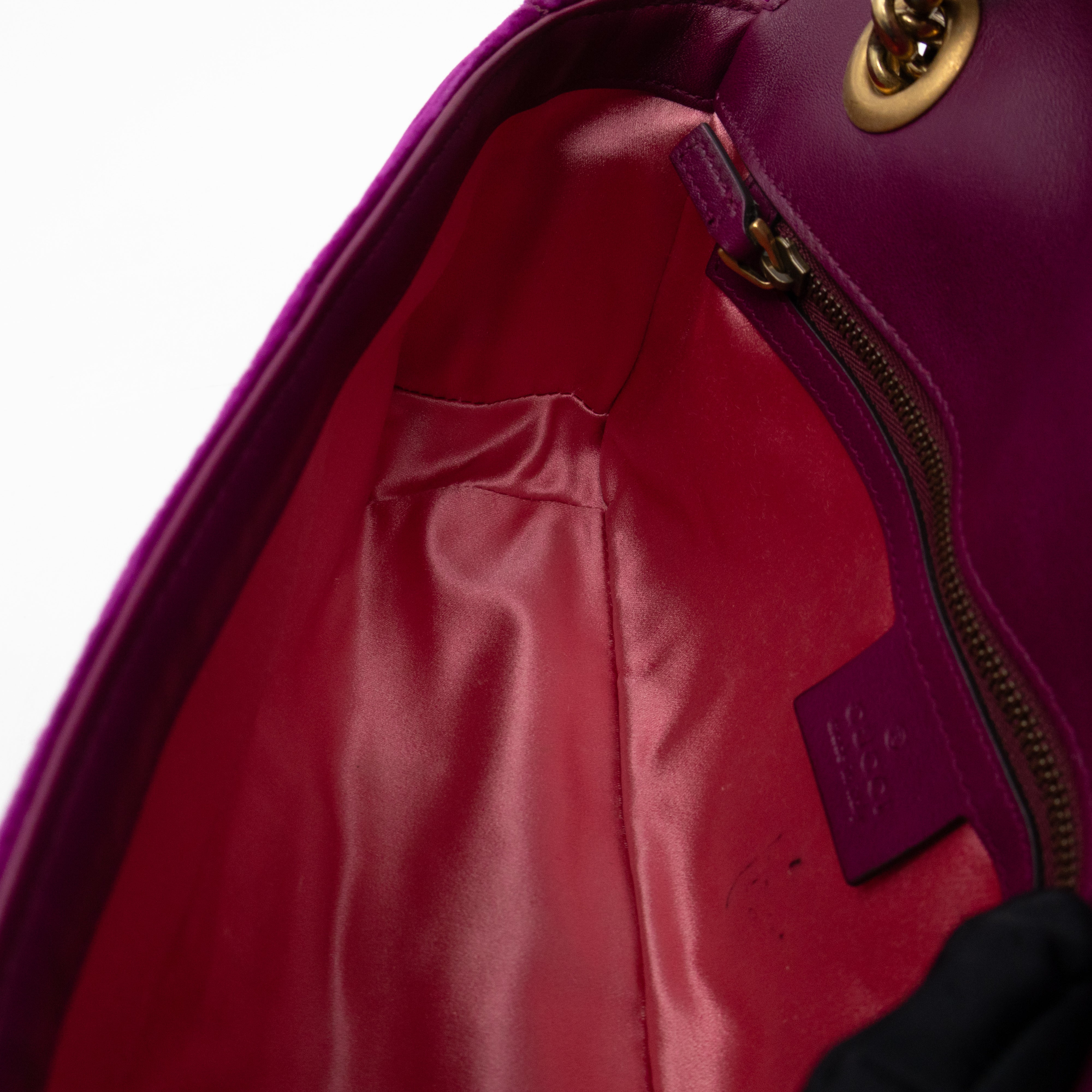 GG Marmont Flap Medium Purple Velvet Aged Gold