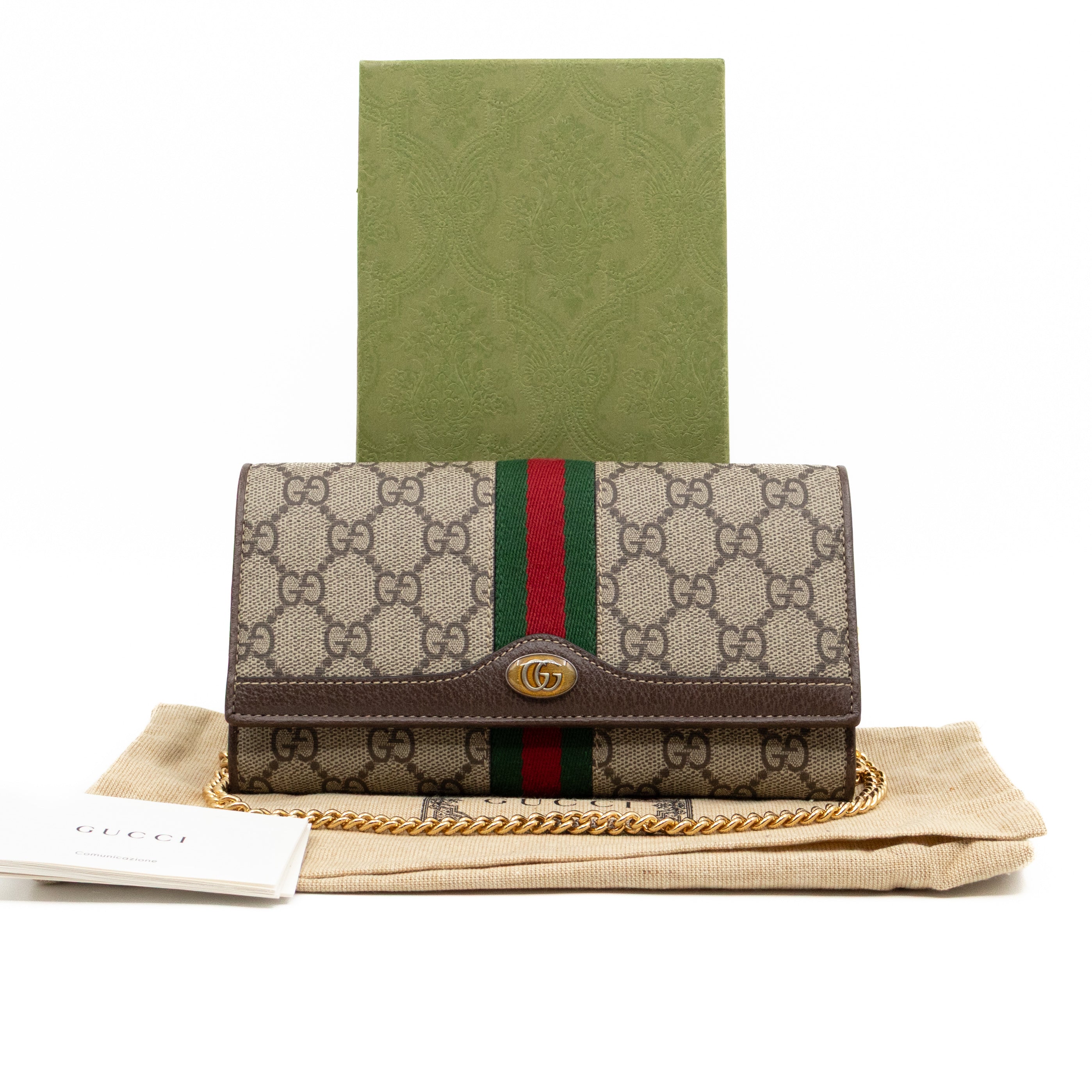 Ophidia Chain Wallet GG Supreme Brown