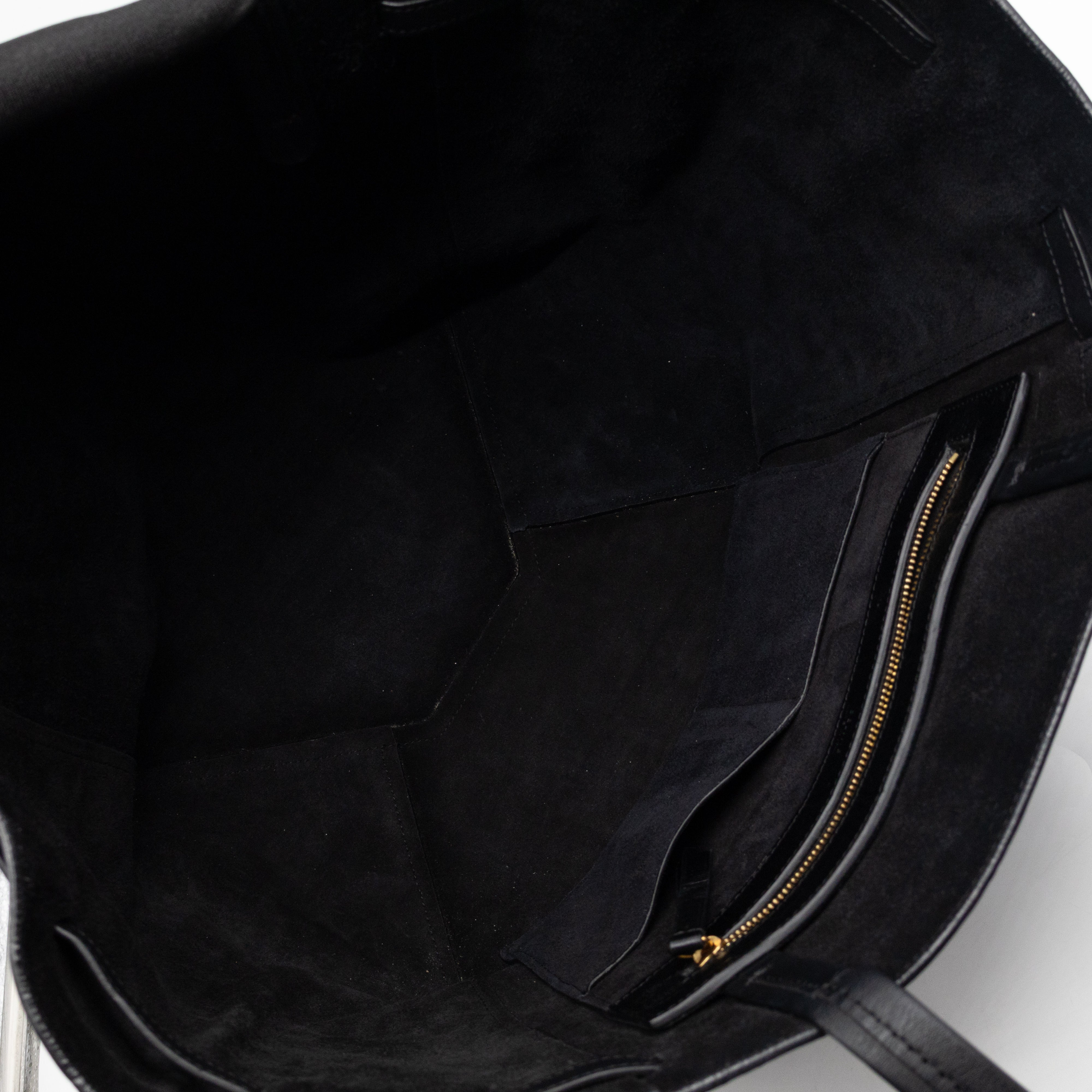 Cabas Phantom Tote Black Croc Embossed Leather