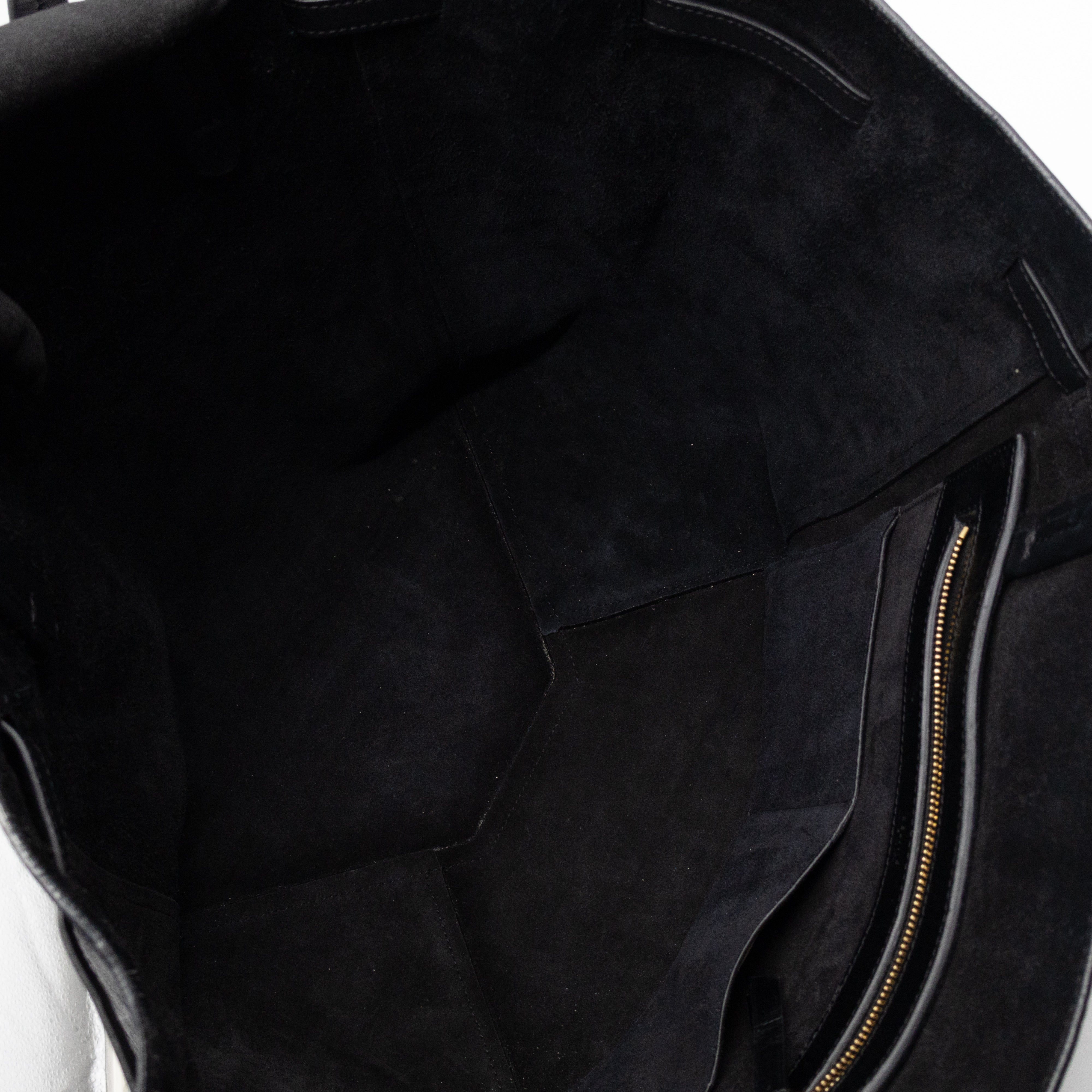 Cabas Phantom Tote Black Croc Embossed Leather