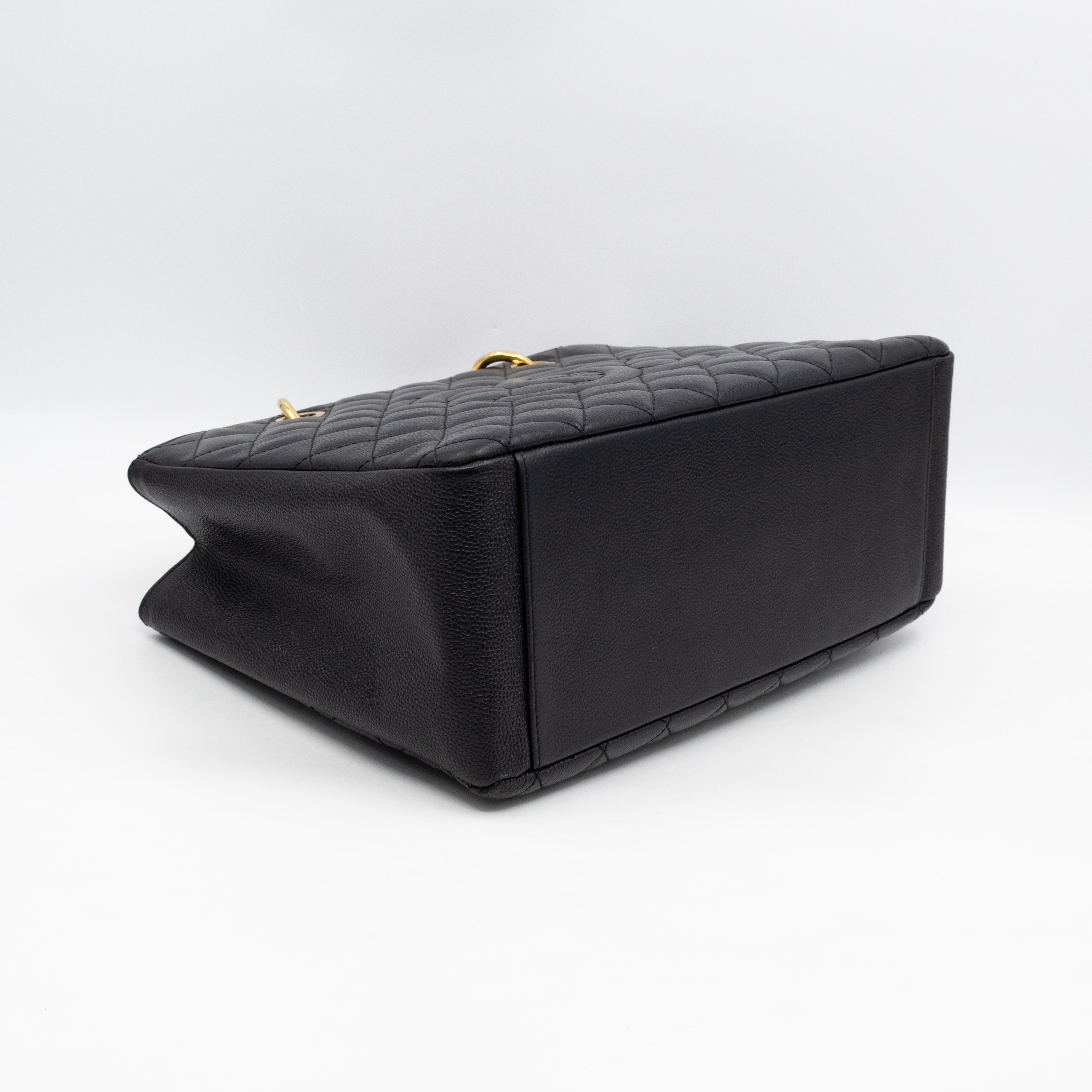 GST Grand Shopping Tote Black Caviar Gold