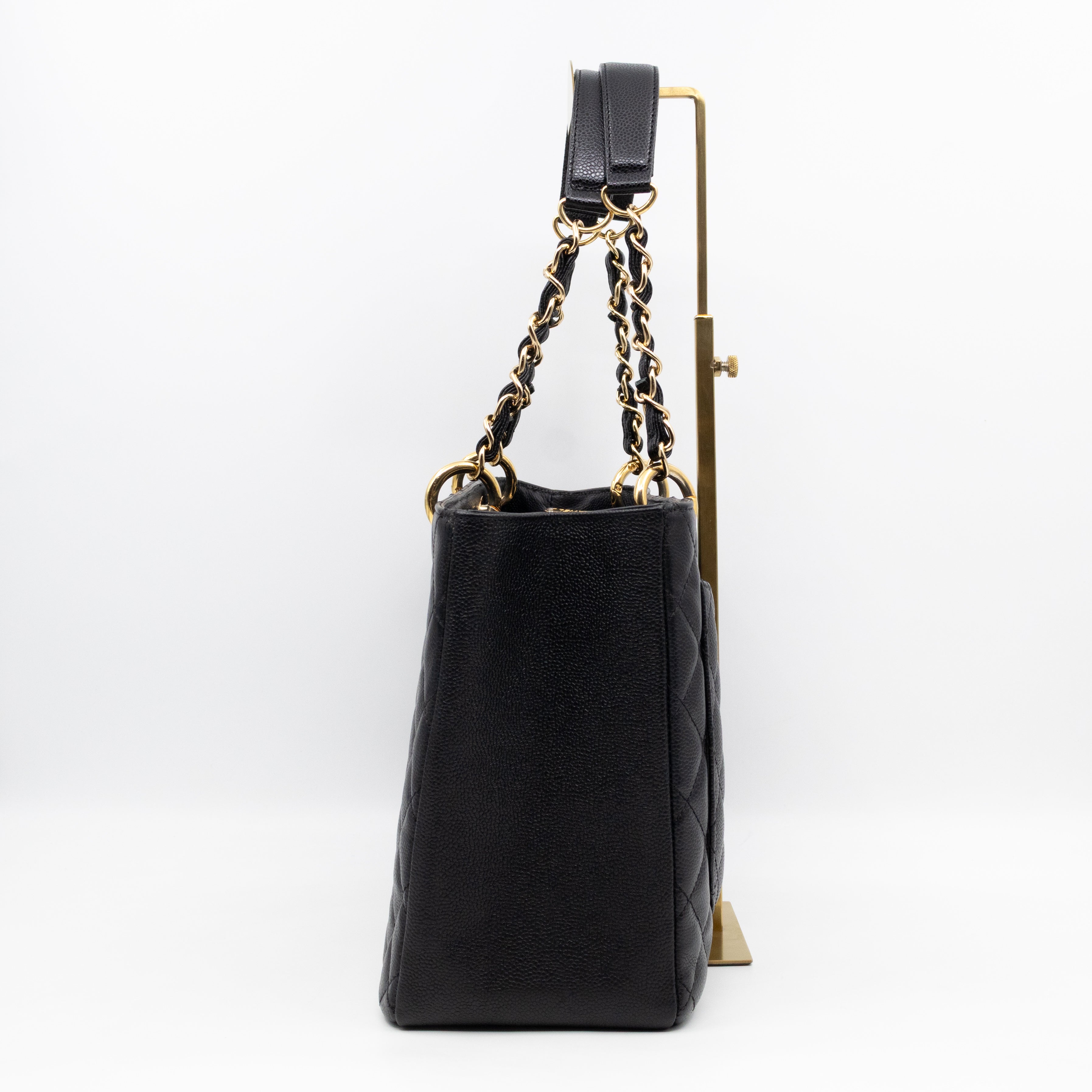 GST Grand Shopping Tote Black Caviar Gold