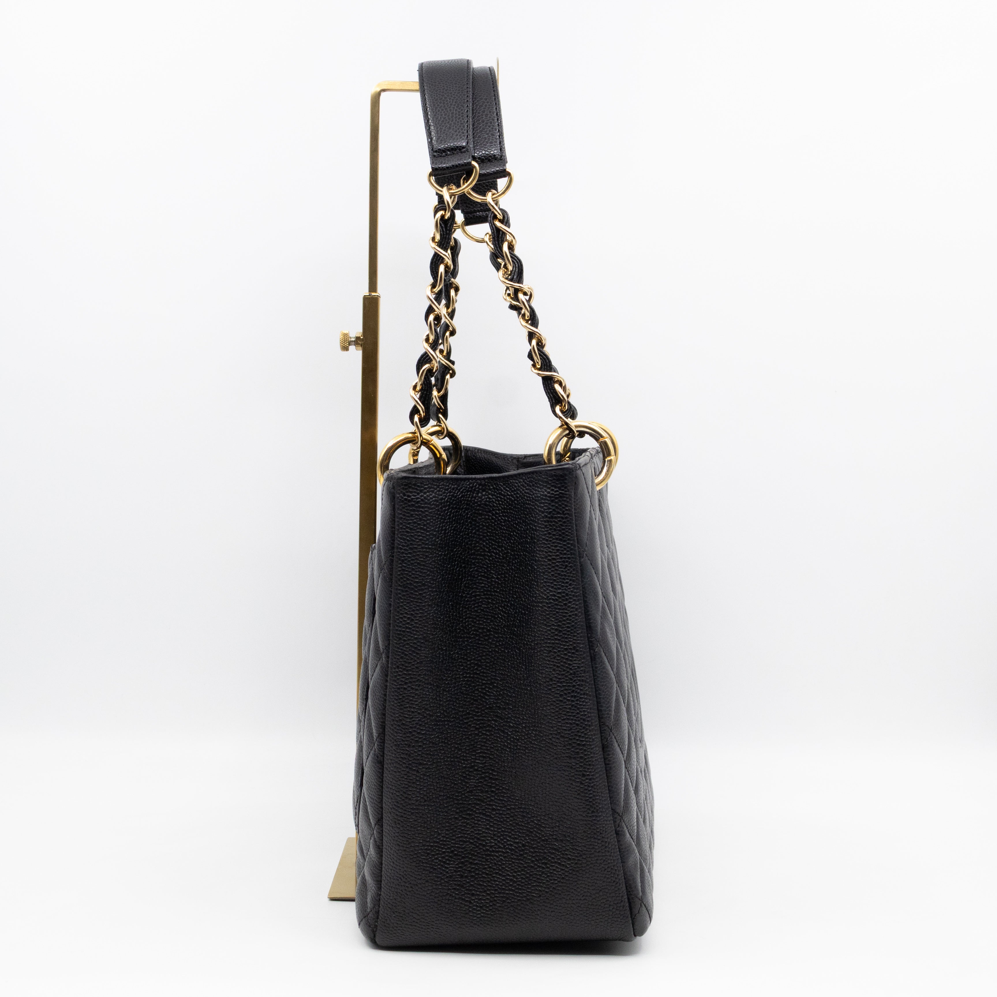 GST Grand Shopping Tote Black Caviar Gold