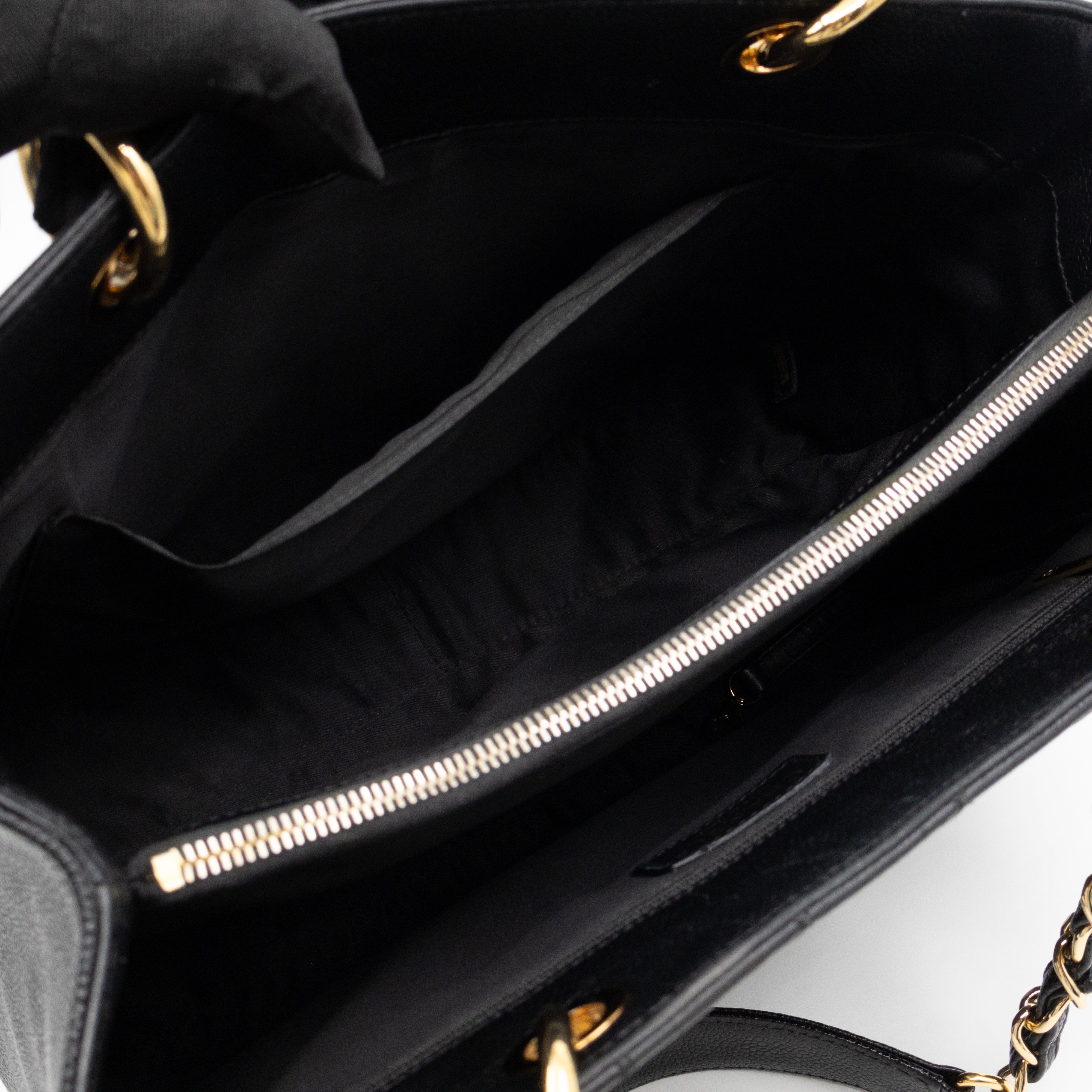 GST Grand Shopping Tote Black Caviar Gold