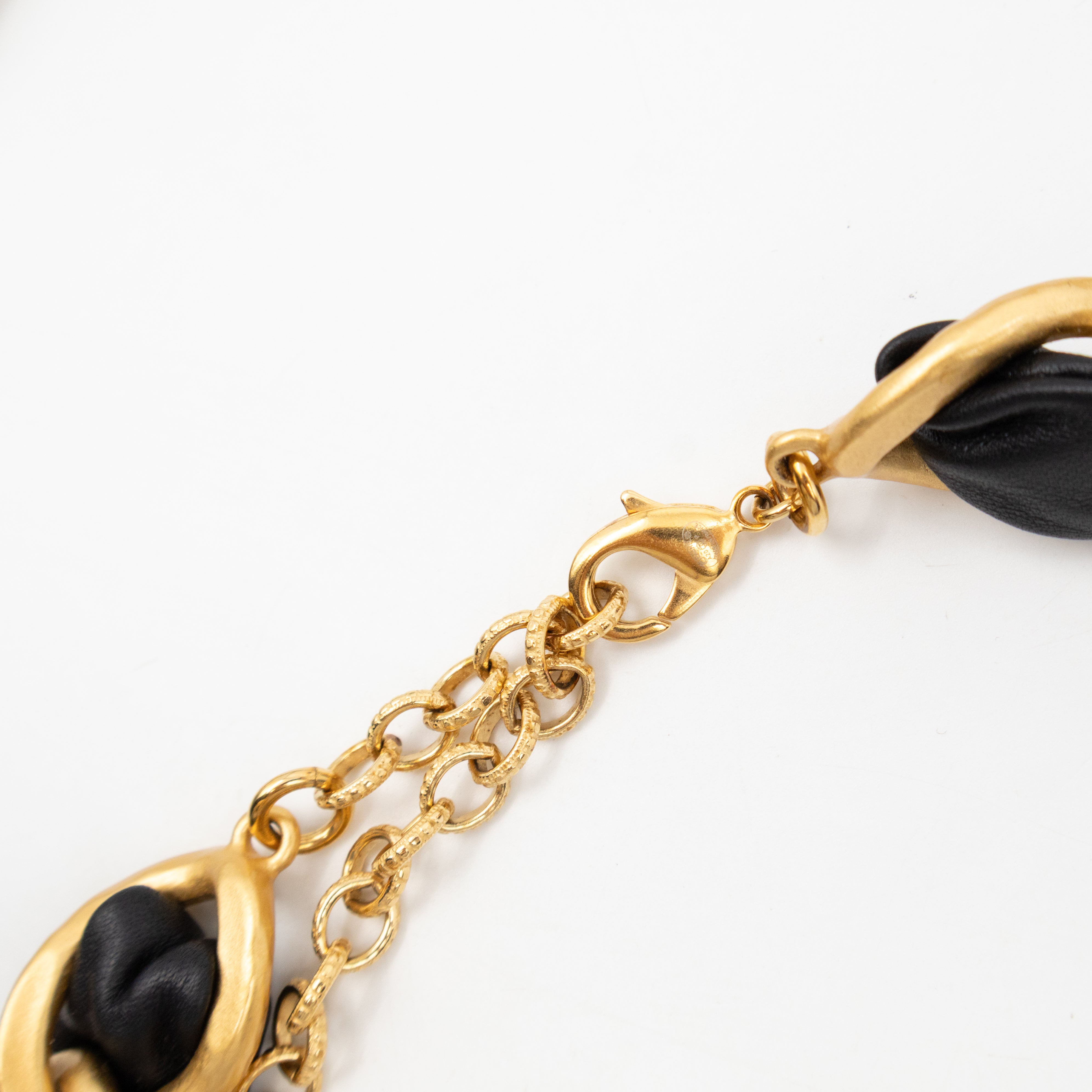 Leather Chain Necklace & Belt with Letters Matte Gold