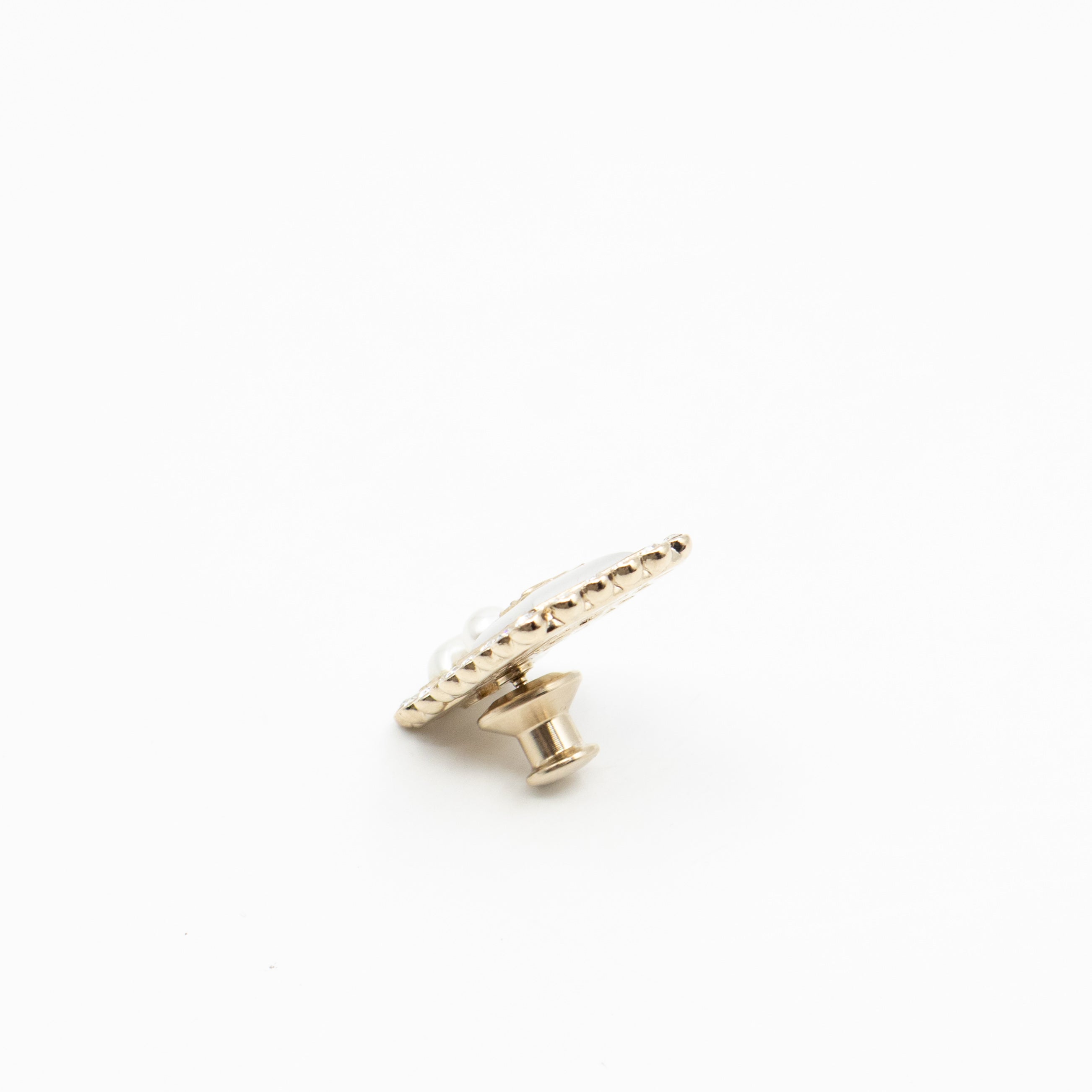 Perfume Bottle Pearl Crystal Pin Light Gold