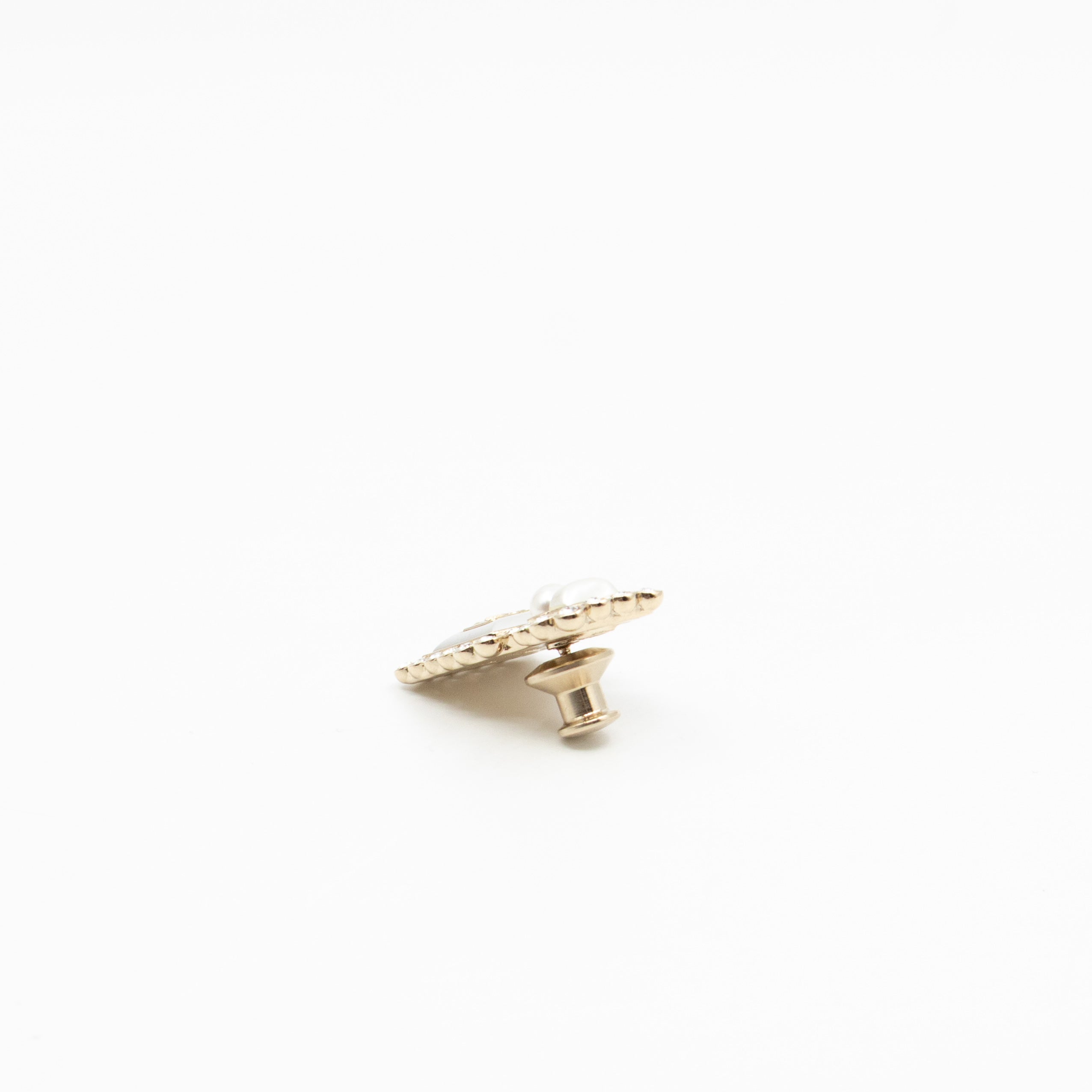 Perfume Bottle Pearl Crystal Pin Light Gold